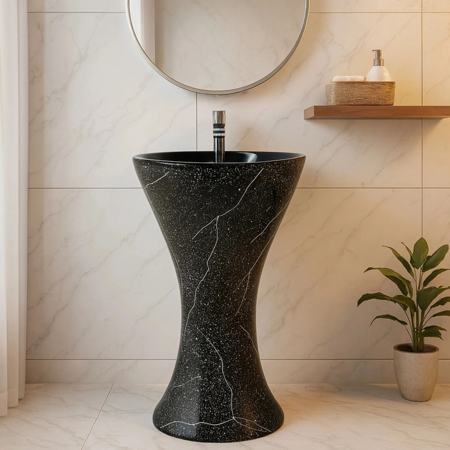 Image of CARA MARK wash basin standing|Handcrafted - Every Piece is Unique| pedestal wash basin /pedestal basin for dining hall / Pedestal Basin