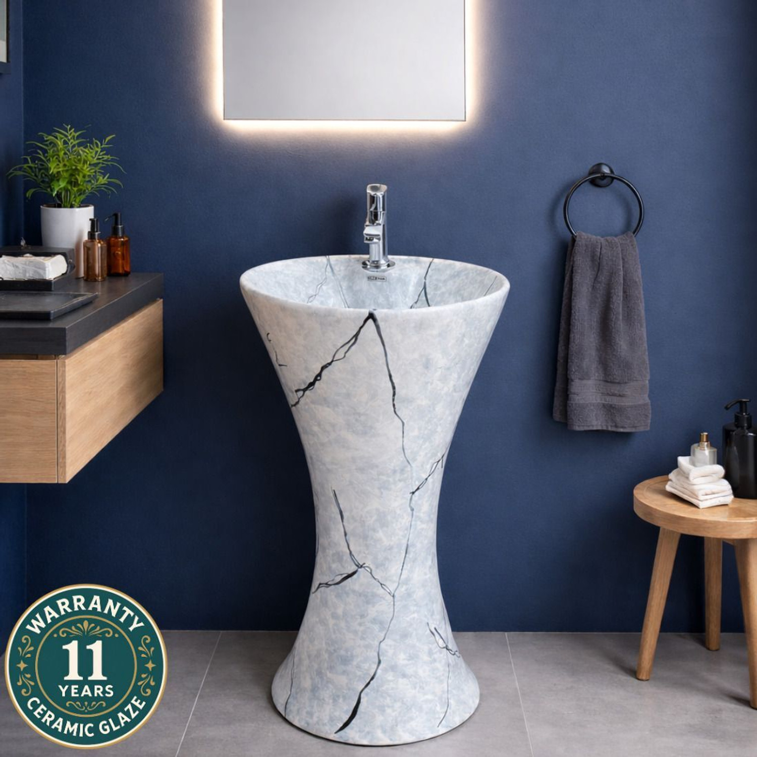 Image of CARA MARK |Wash Basin| Pedestal Wash Basin| Stain & Scratch Resistant|Easy To Clean| pedestal wash basin|ceramic wash basin with pedestal|damru washbasin|basin| Pedestal Basin