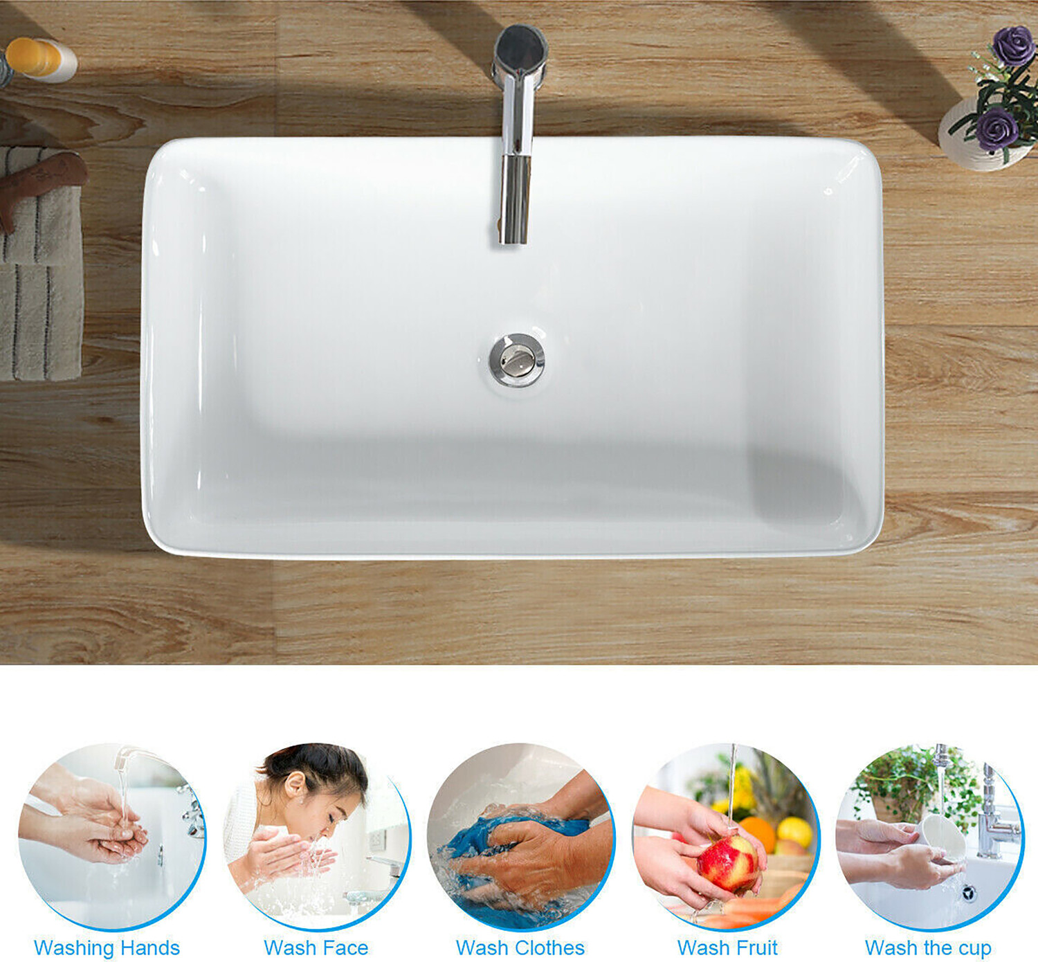 Image of HouseOfCommon Premium Quality Square Wash Basin Table Top Basin