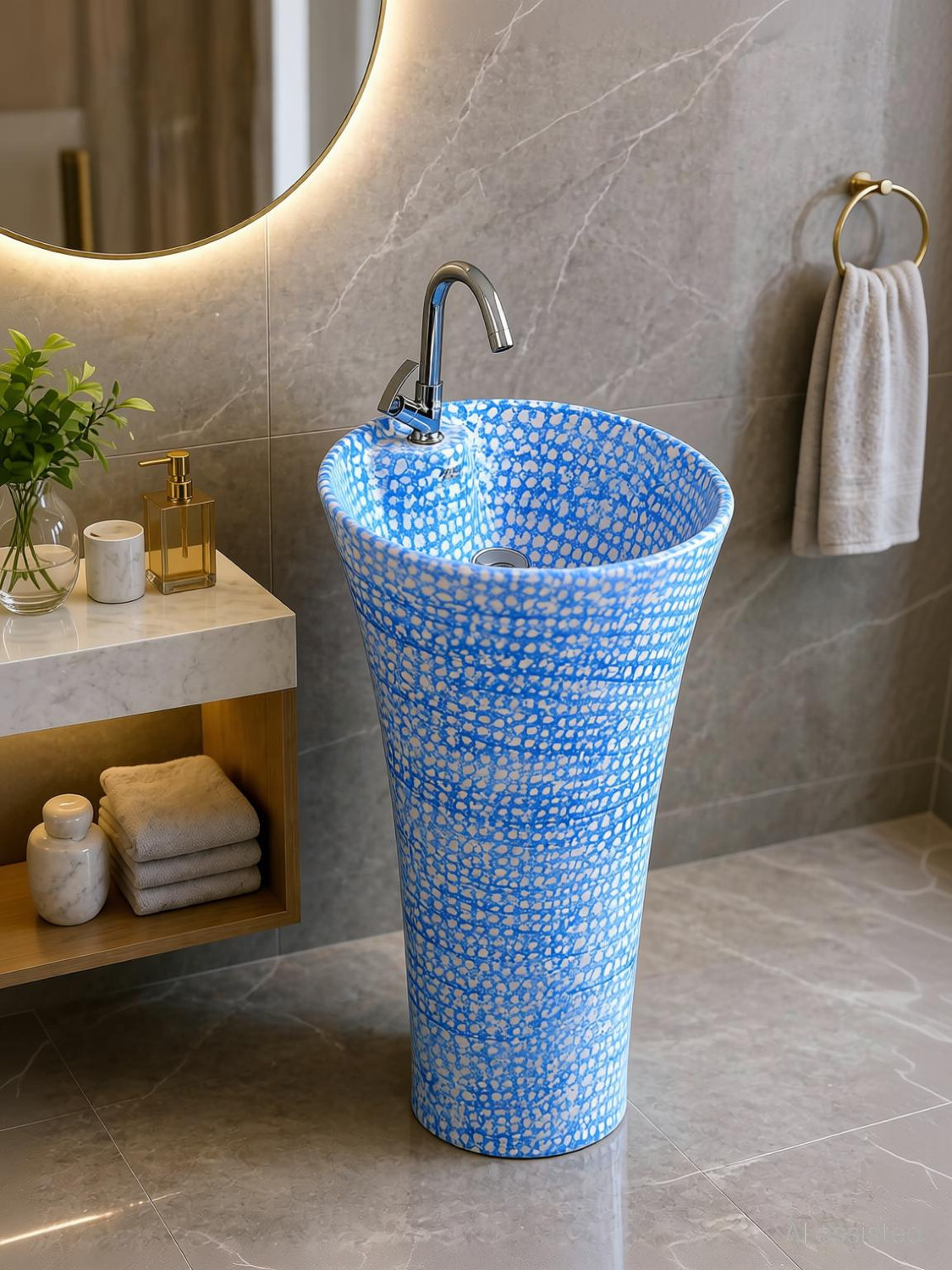 Image of clayplus Premium Grade Ceramic's Designer One Piece Pedestal Basin