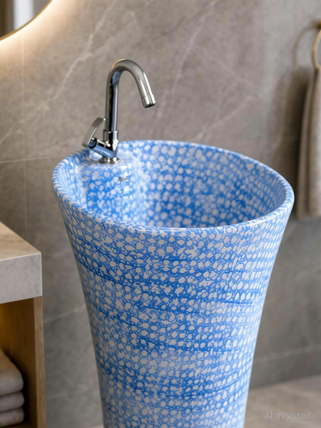 Image of clayplus Premium Grade Ceramic's Designer One Piece Pedestal Basin