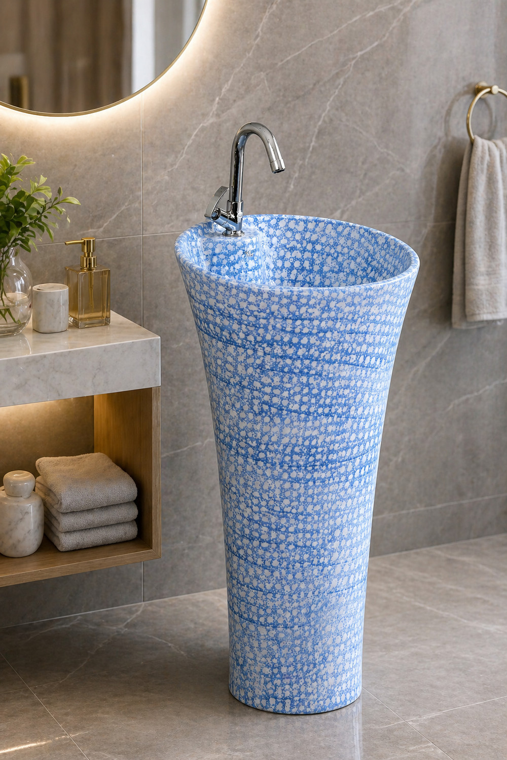 Image of clayplus Premium Grade Ceramic's Designer One Piece Pedestal Basin