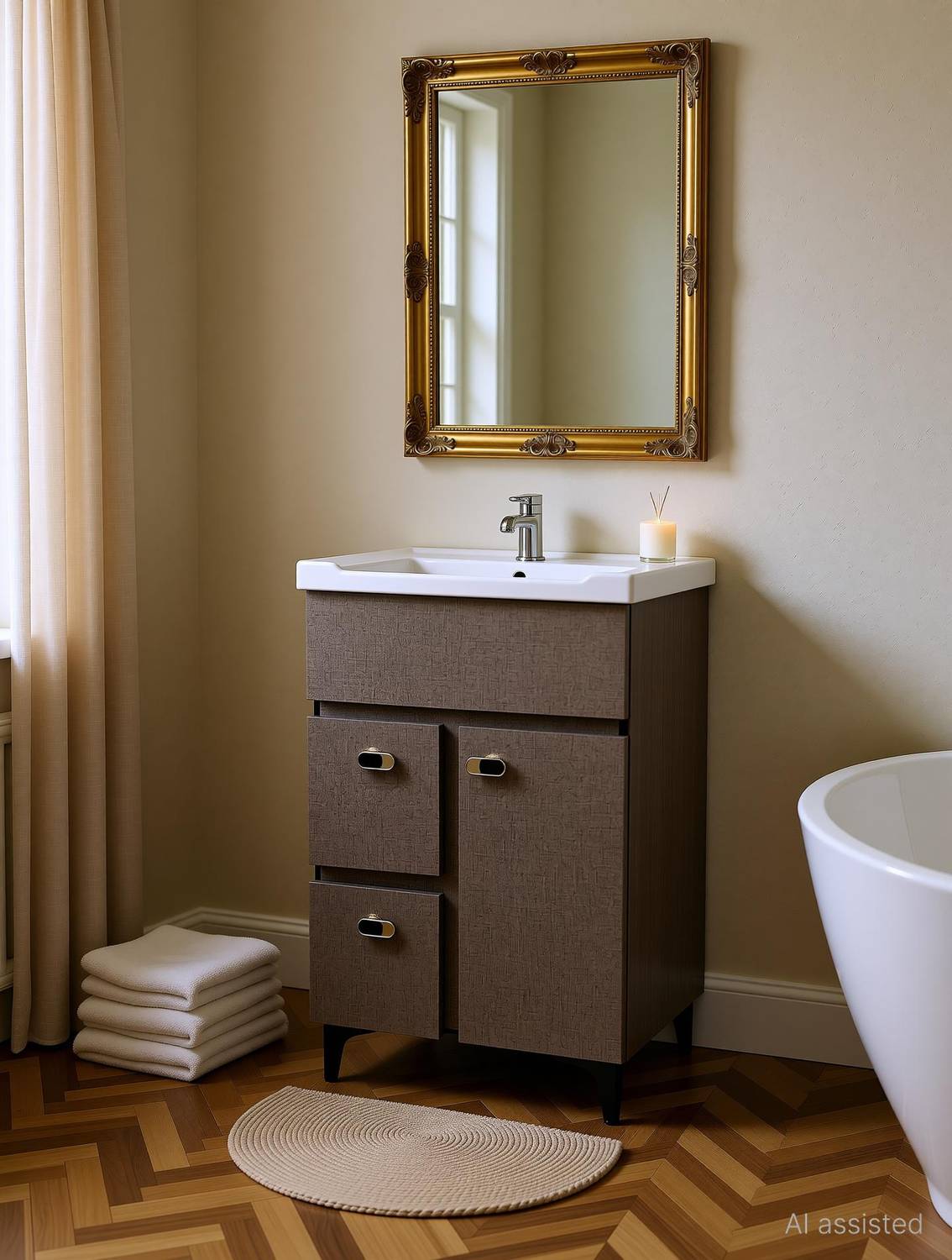 BOBBYEXPORT Wall Hung 20" Freestanding Vanity Washbasin Cabinate For Bathroom, Living room BE20P002 Table Top Basin