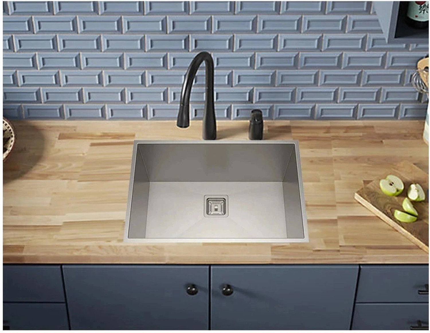 Image of Prestige (24 inchX18 inchX10 inchInch) 304 Grade Stainless Steel Matte Finish Kitchen Sink With Waste Coupling And drain basket , Vessel Sink