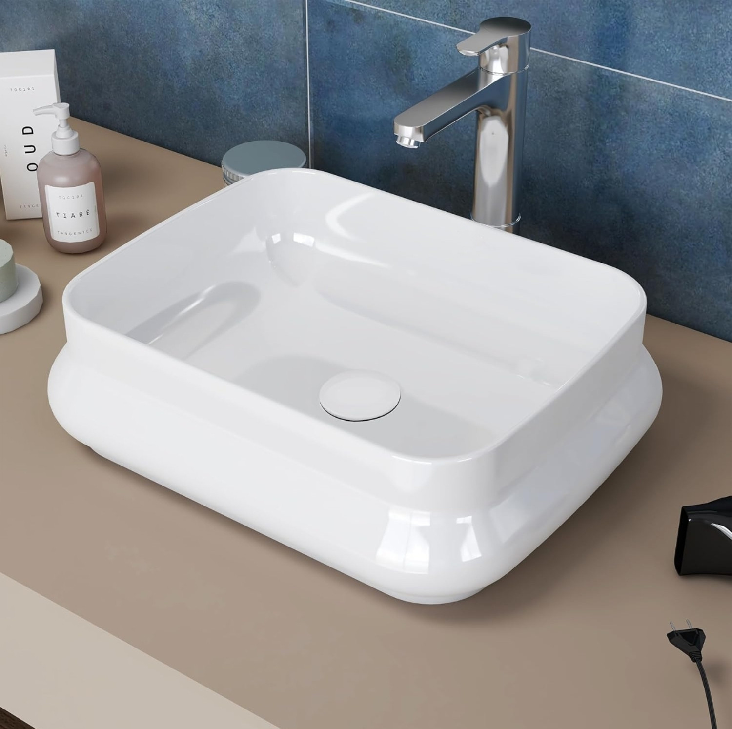 Image of clayplus PREMIUM GRADE CERAMIC TABLE TOP WASH BASIN ( 17.5 * 14 ) Table Top Basin