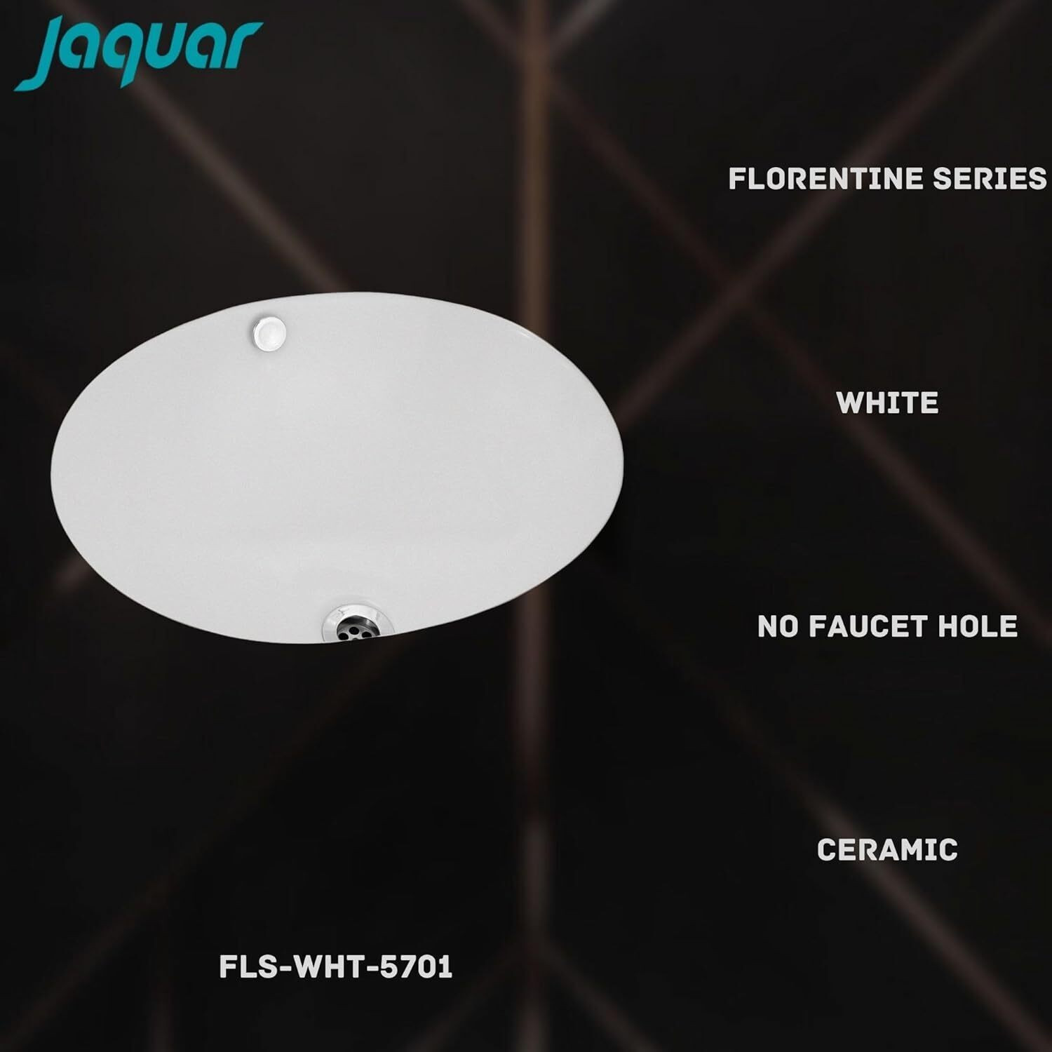 Image of Jaquar FLORENTINE Series Oval shape WASH BASIN | 560x430x195mm | P02-JAQ-FLS-WHT-5701 Under Counter Basin