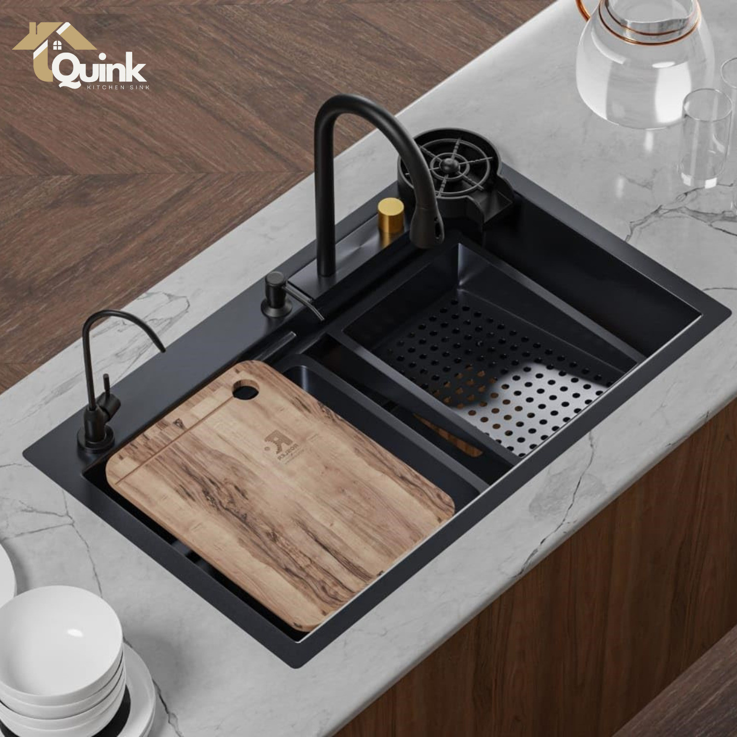 Image of QUINK MODULAR KITCHEN SINK WORKSTATION [DISH WASHER] KITCHEN SINK TAP [SINK TAPS] Vessel Sink