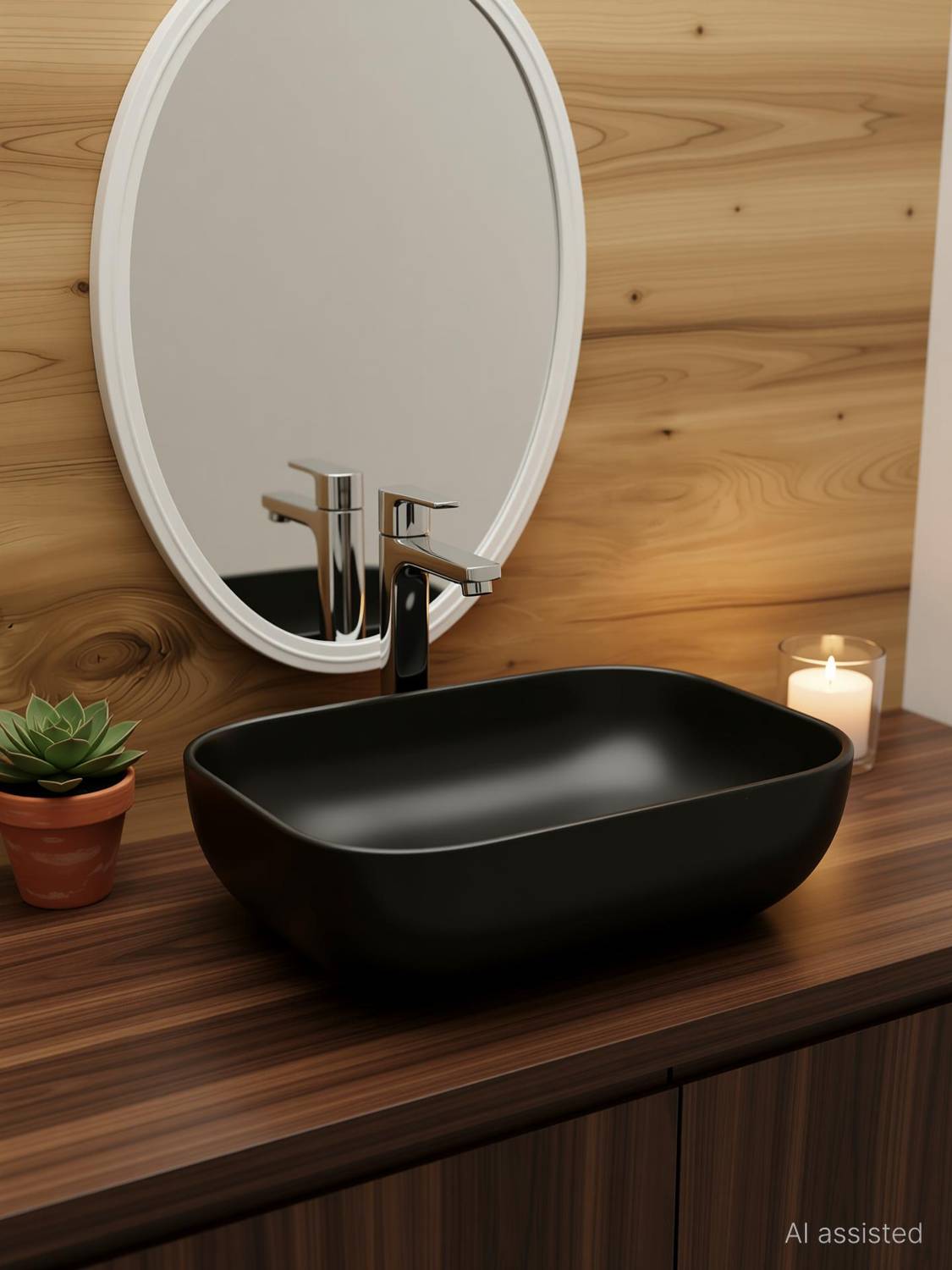 AFINA INDUSTRIES MATT BLACK Table top wash basin(18X13X5) Table Top Basin