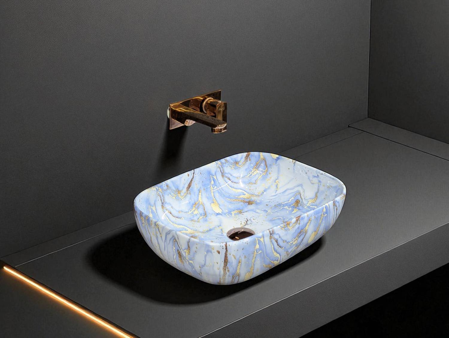 FROZO Premium Designer Light Blue Marble Glossy Finish Ceramic