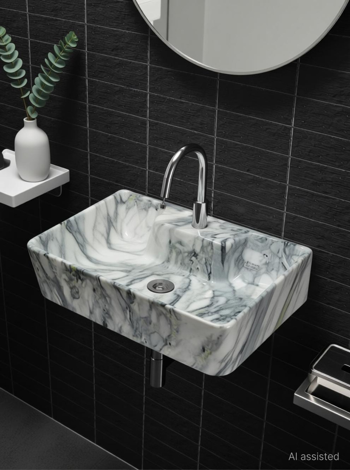 Image of NEKSTONE Wall Mount basin & tebal top basin Ceramic Wash Basin Glossy 752(12x16x5 inch) Table Top Basin