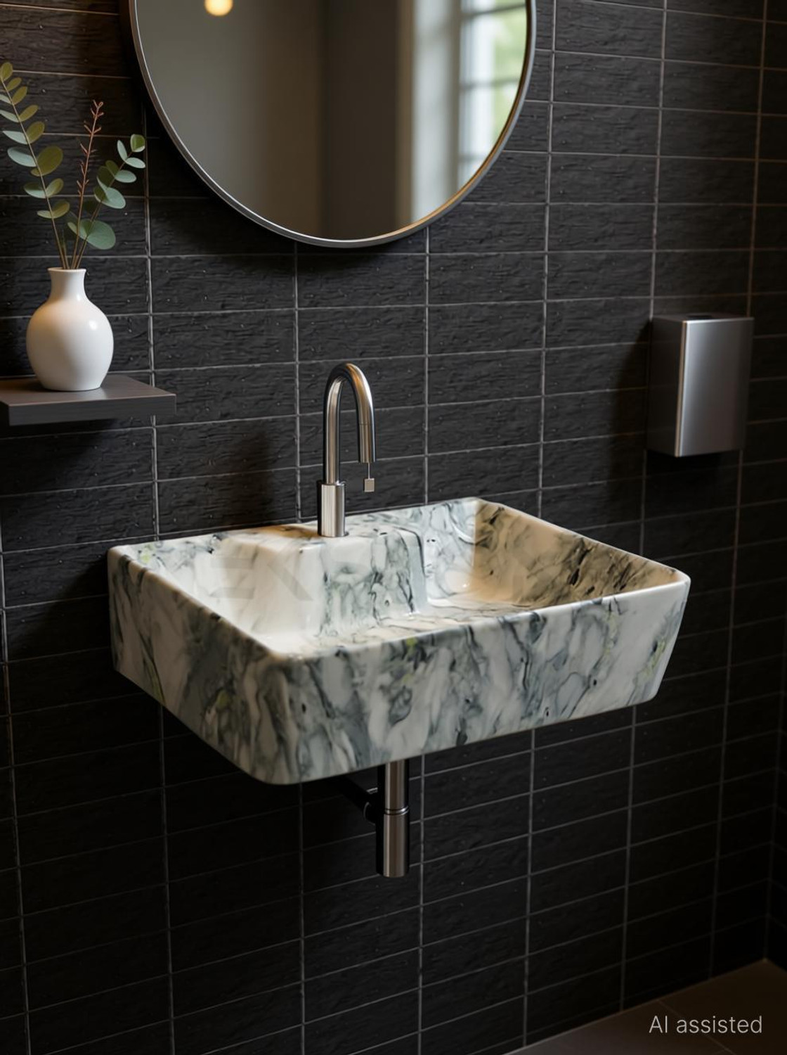 Image of NEKSTONE Wall Mount basin & tebal top basin Ceramic Wash Basin Glossy 752(12x16x5 inch) Table Top Basin