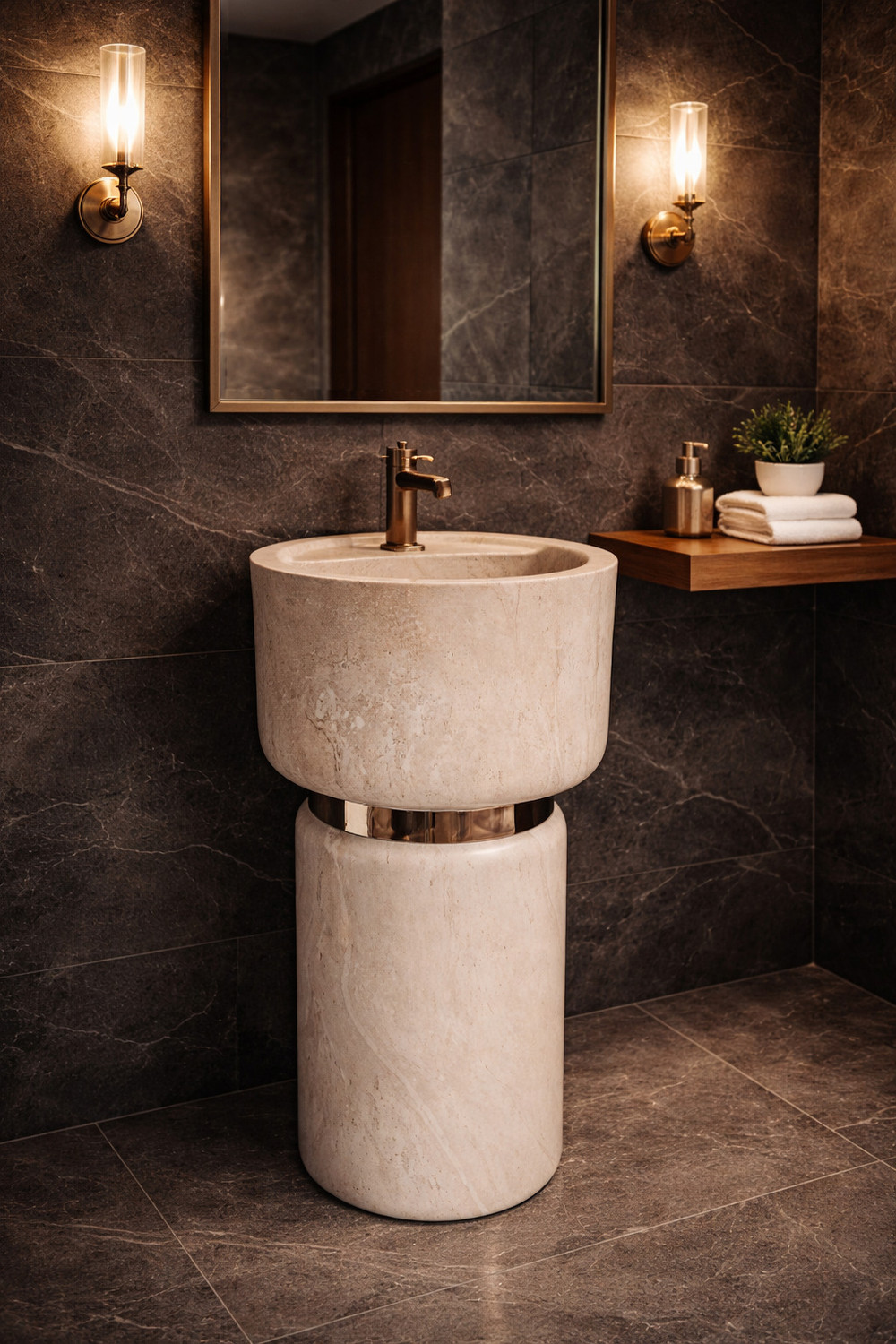 Image of DELTA SANITARYWARE Delta Sanitaryware Premium Designer Ceramic Pedestal Wash Basin(16*16*32) (Cello-1095) (matt) Pedestal Basin