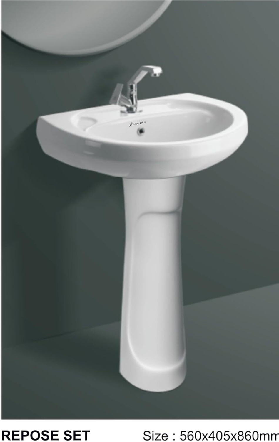 Image of LUXEHOME Pedestal Premium Ceramic Single Bowl Wash Basin for Bathroom Pedestal Basin