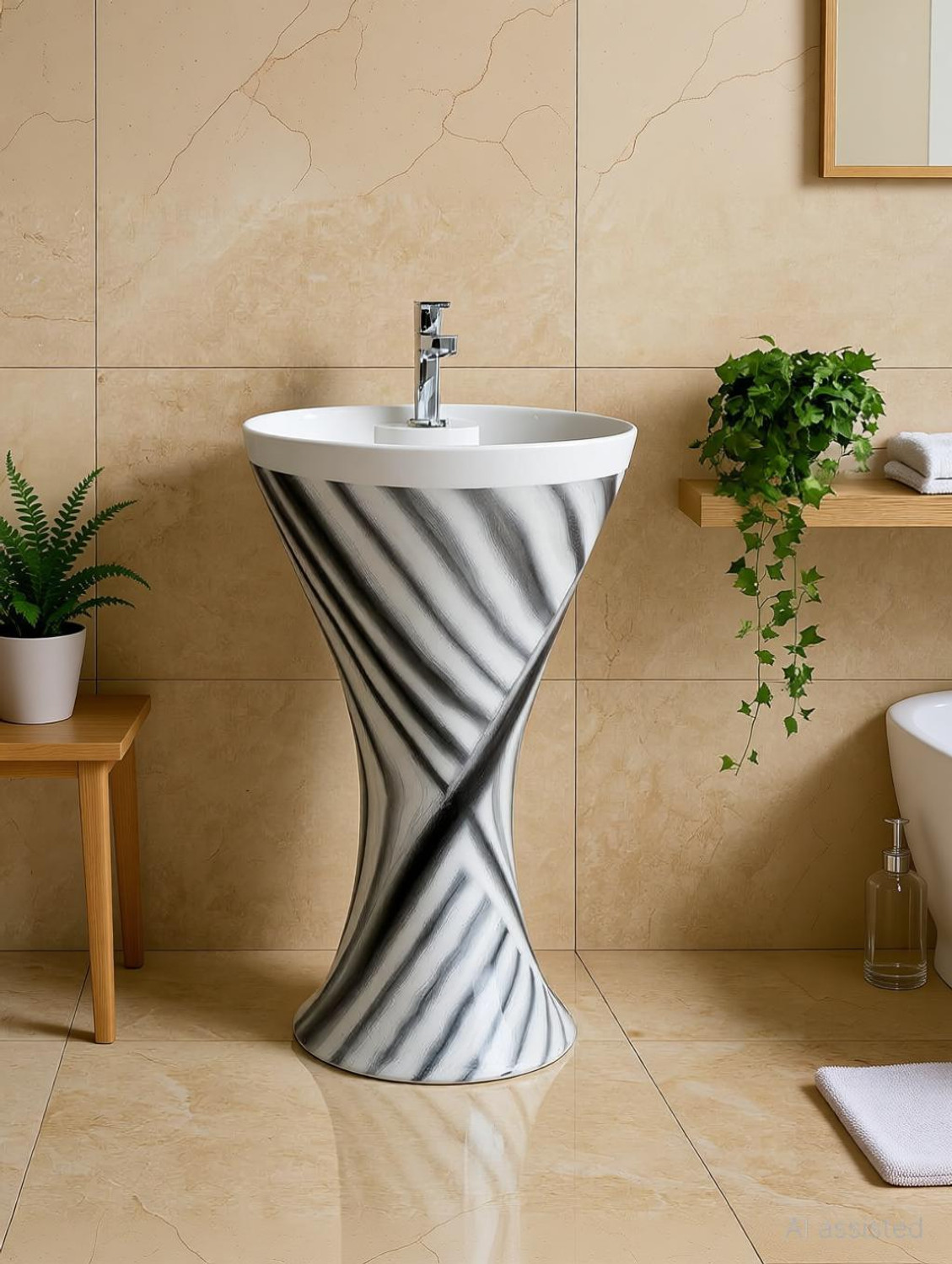 Image of CARA MARK Wash Basin| 32 Inch Height - Glossy Finish- Pedestal Basin
