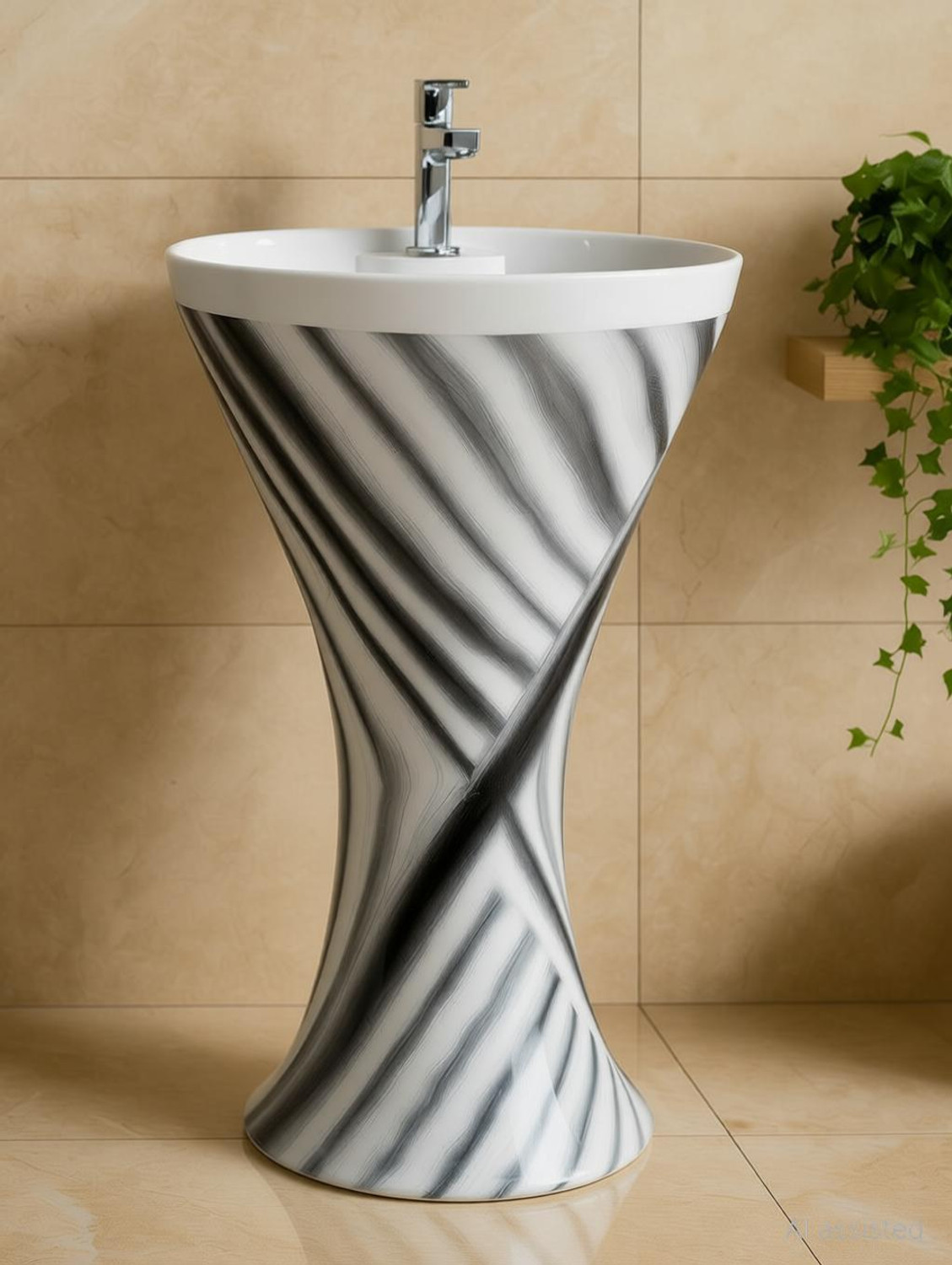 Image of CARA MARK Wash Basin| 32 Inch Height - Glossy Finish- Pedestal Basin