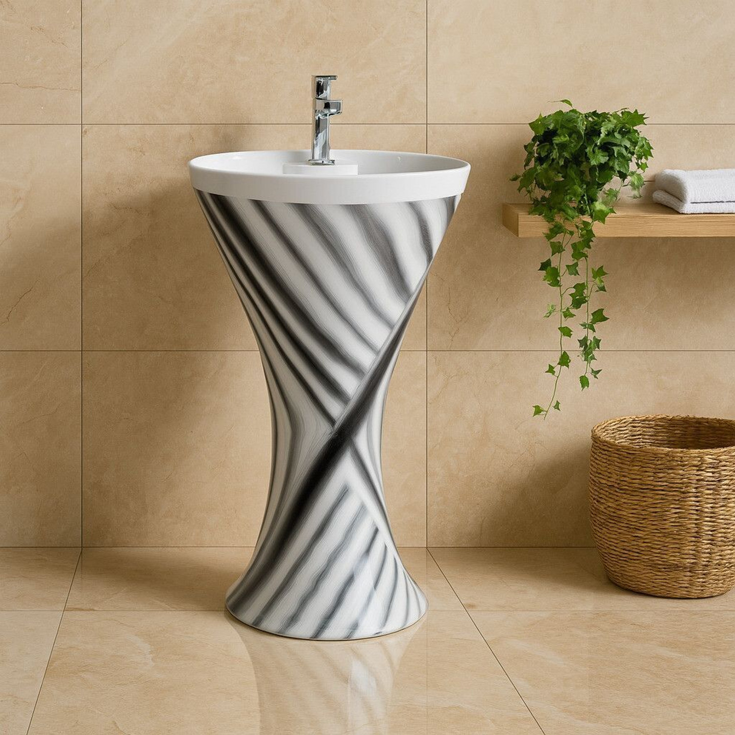 Image of CARA MARK Wash Basin| 32 Inch Height - Glossy Finish- Pedestal Basin