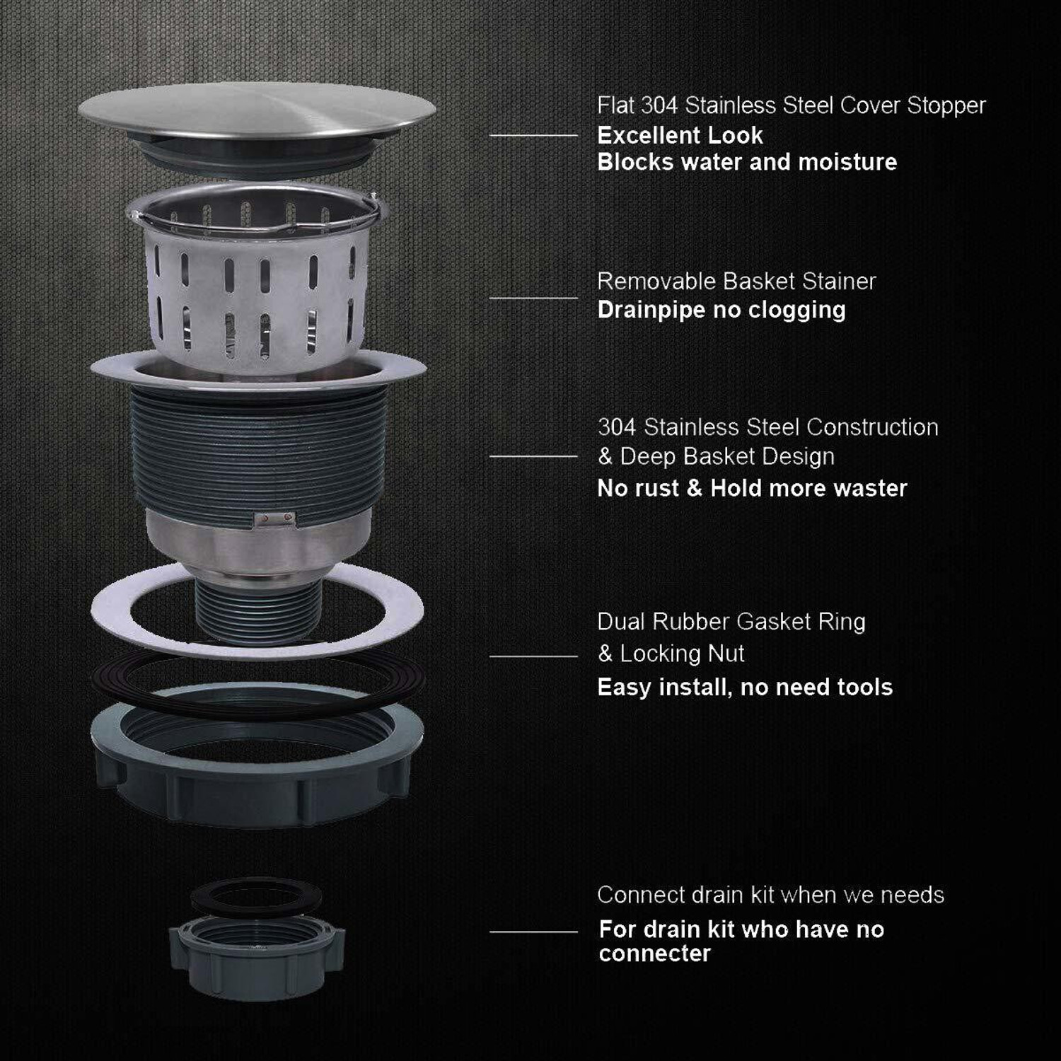 Image of Prestige (24 inchX18 inchX10 inch) 304 Grade Stainless Steel Matte Finish Single Bowl Hand Made Kitchen Sink With Waste Coupling And drain basket , Vessel Sink