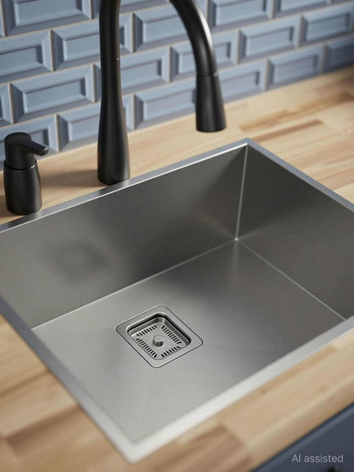 Image of Prestige (24 inchX18 inchX10 inch) 304 Grade Stainless Steel Matte Finish Single Bowl Hand Made Kitchen Sink With Waste Coupling And drain basket , Vessel Sink