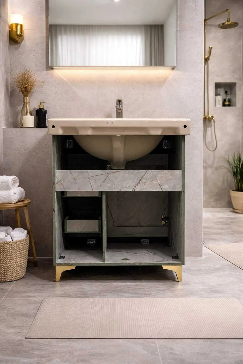 Image of Clicebestix Gold Premium Freestanding Vanity Washbasin Cabinate bestix Table Top Basin