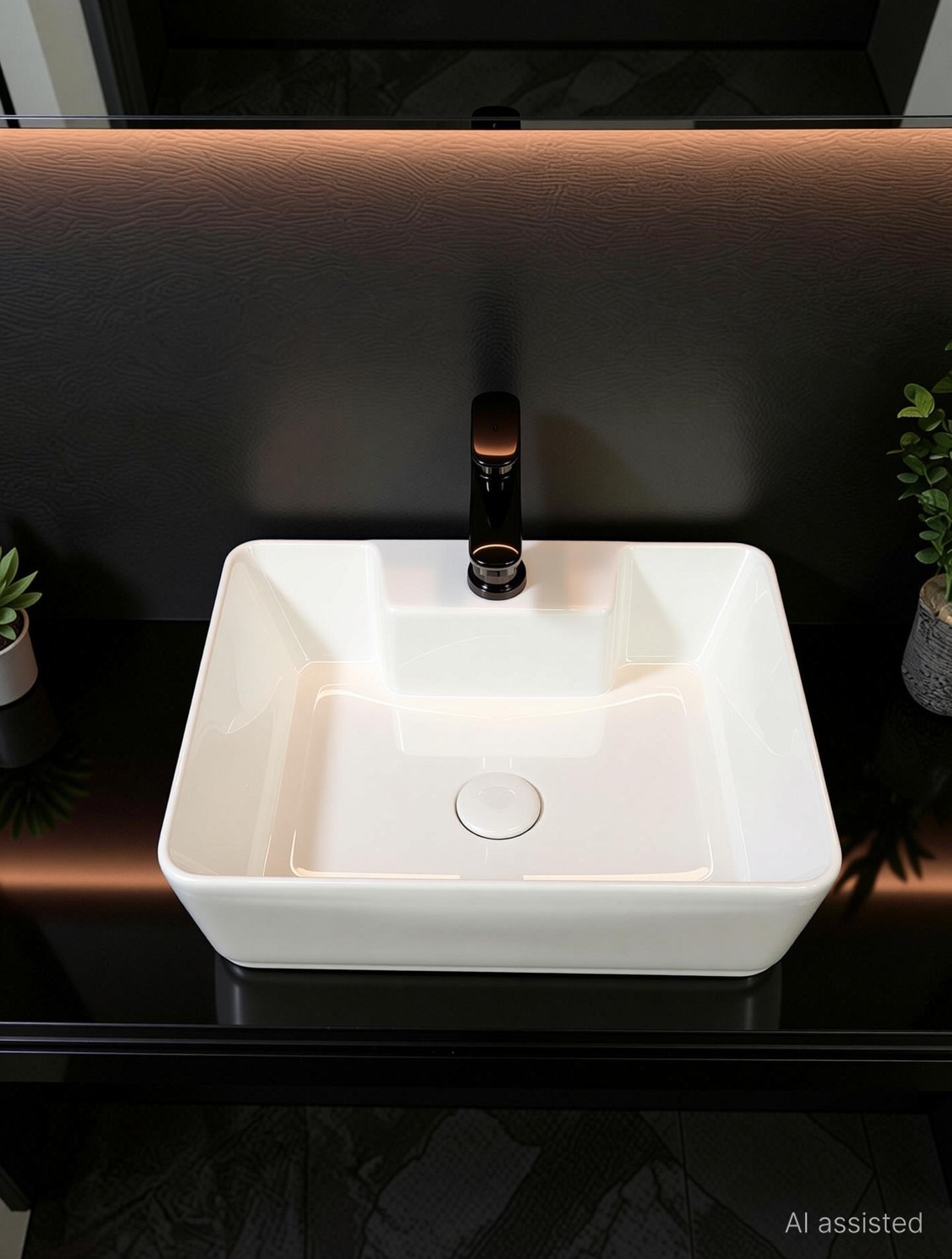 Image of DELTA Table Top & Wall Mount Ceramic Wash Basin(White) DD2(16*12*5)(White) Wall Hung Basin