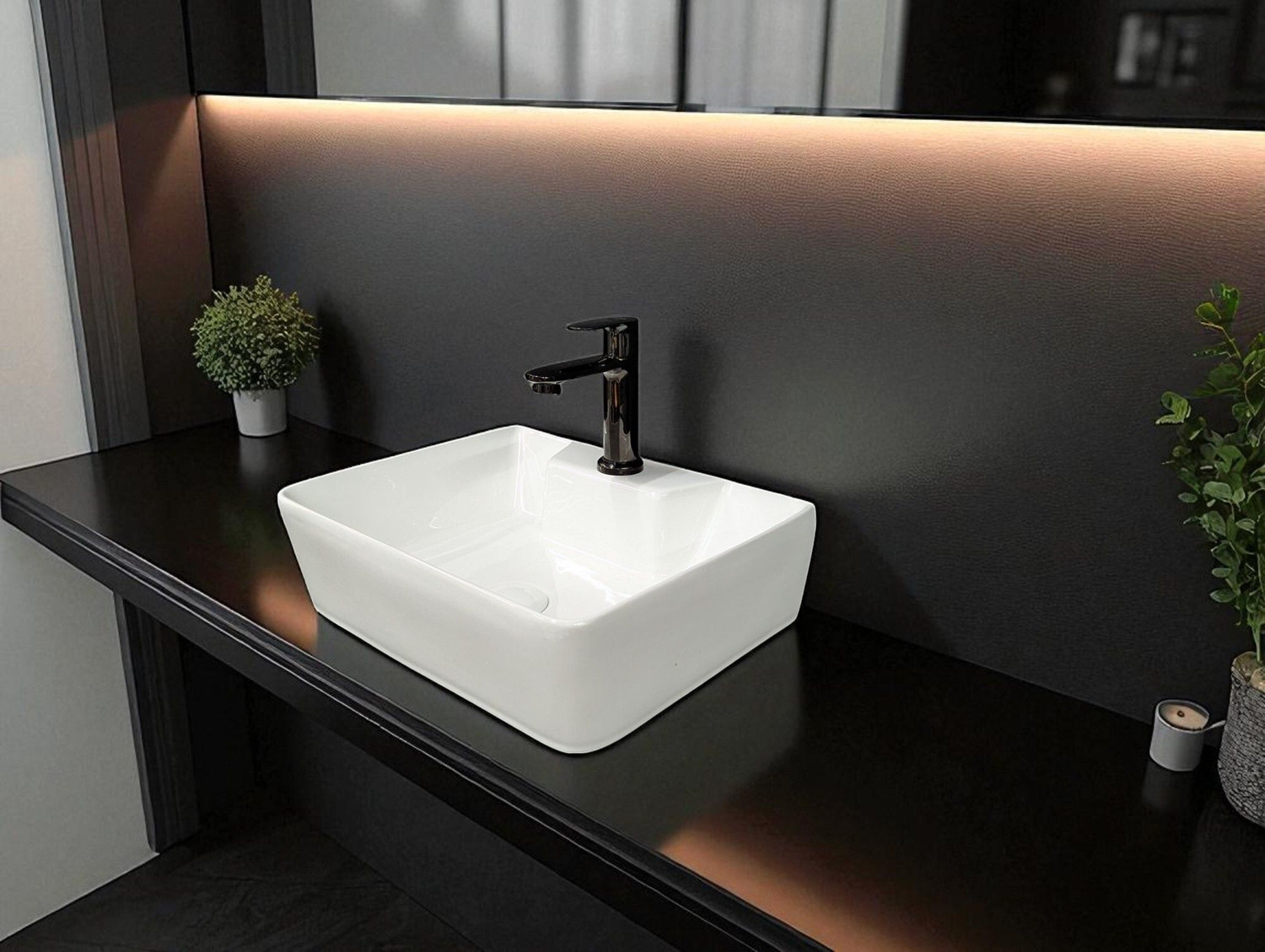Image of DELTA Table Top & Wall Mount Ceramic Wash Basin(White) DD2(16*12*5)(White) Wall Hung Basin