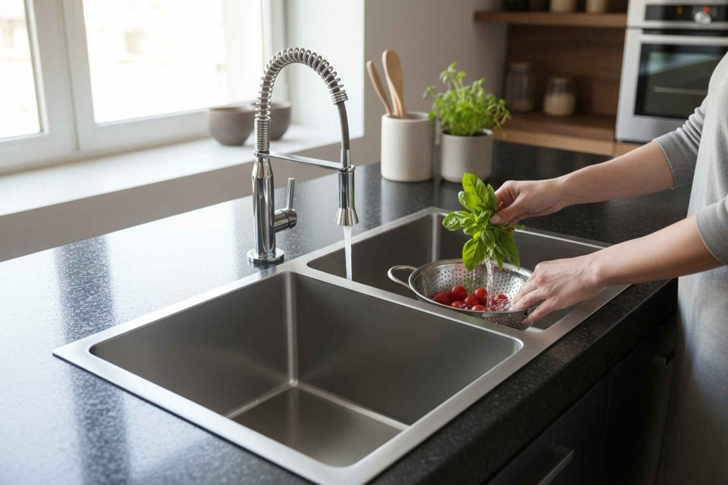 Image of chirag Kitchen Sink 45x20x10 Double Bowl, 45 Inch, SS304, 16-Gauge Stainless Steel Sink CSS4520M Vessel Sink