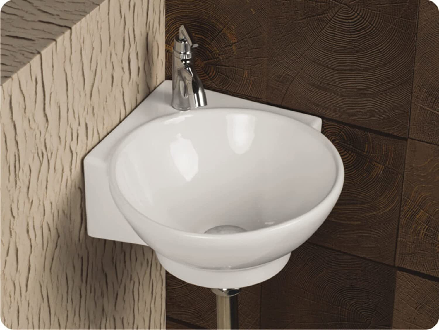 Image of Nirant Corner Wash Basin for Bathroom, White Polished Finish Sink (34 X 34 X 14)cm Corner Basin
