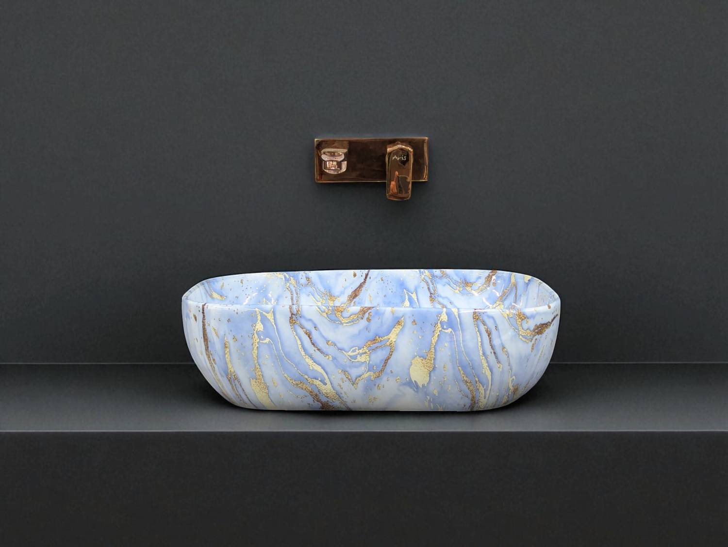 FROZO Premium Designer Light Blue Marble Glossy Finish Ceramic