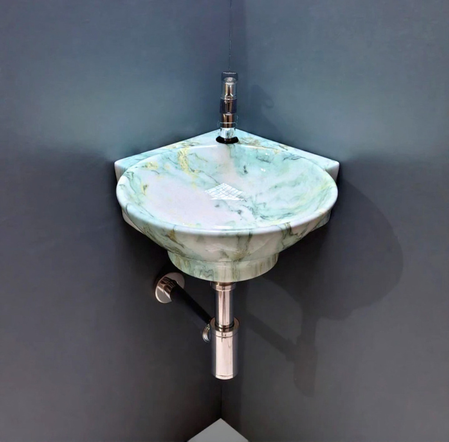 Image of Foxx Sanitaryware Corner 2 in 1 designer wash basin for Bathroom (M48) (14*16.5*5) (14*16.5*5) Round Corner (M48) Corner Basin