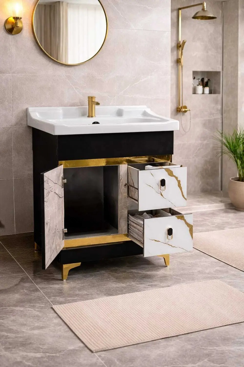 Image of Clicebestix Gold Premium Freestanding Vanity Washbasin Cabinate bestix Table Top Basin