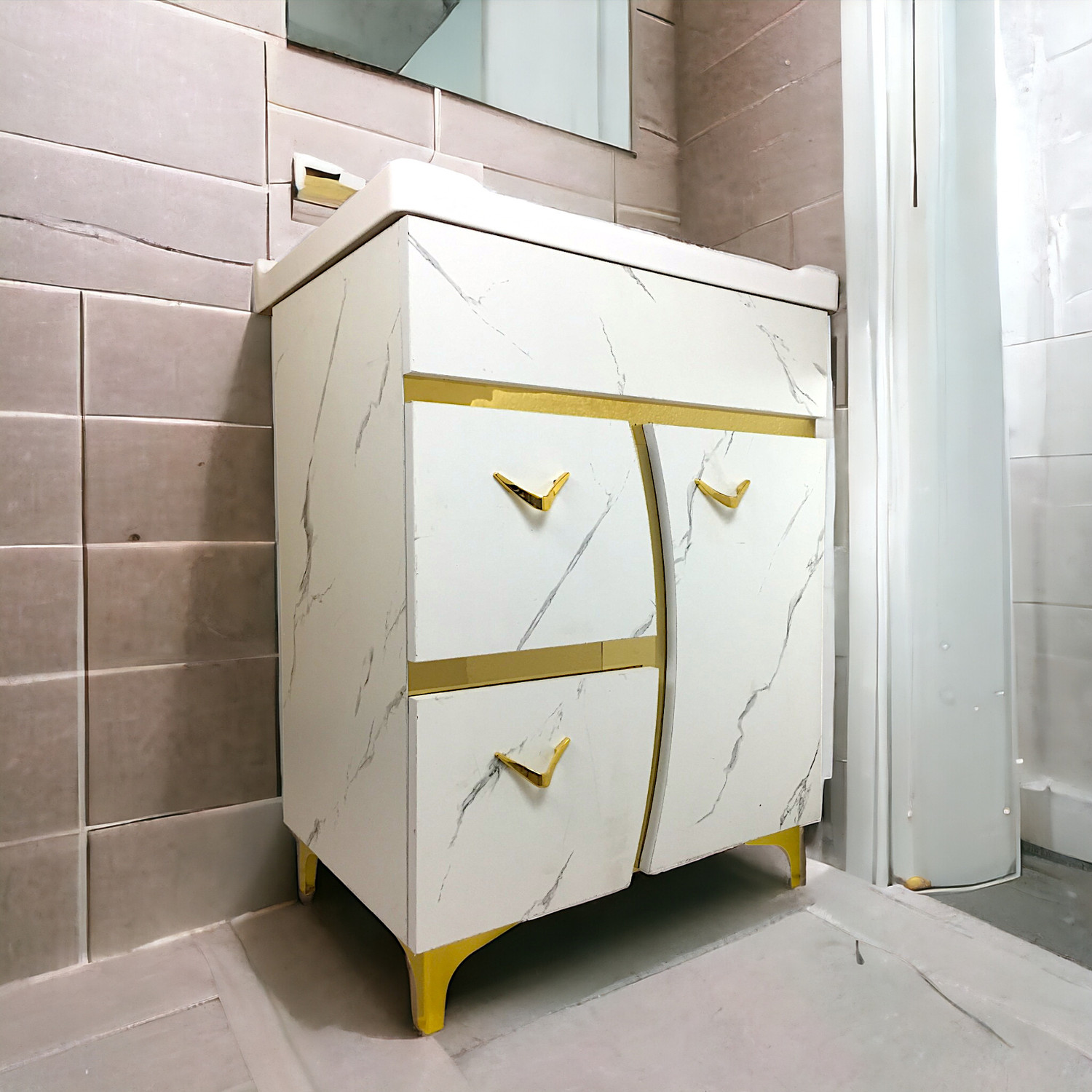 Image of BOBBYEXPORT Gold Premium 24 inch Freestanding Vanity Washbasin Cabinate BEP8NEW Table Top Basin