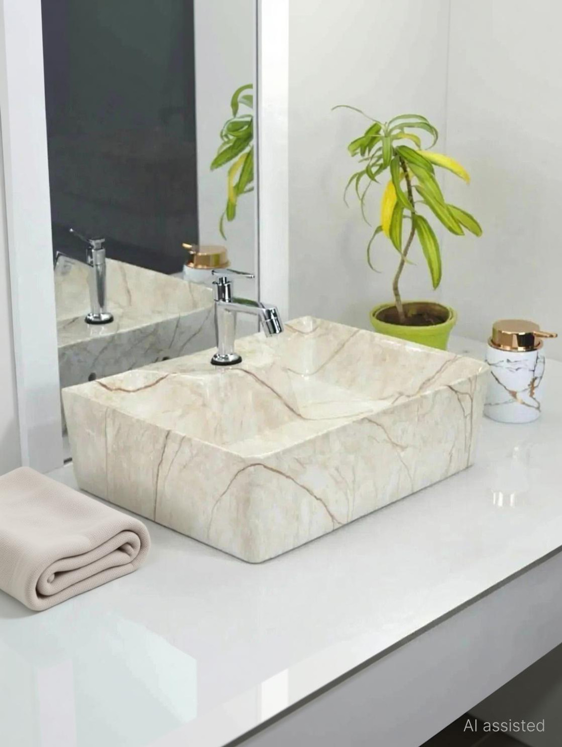 Image of DELTA Table Top & Wall Mount Ceramic Wash Basin(40) (16*12*5)(M40) Wall Hung Basin