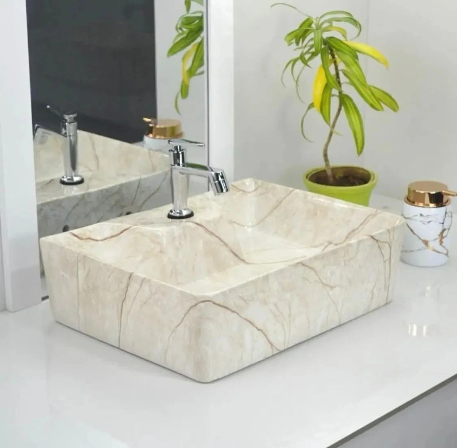 Image of DELTA Table Top & Wall Mount Ceramic Wash Basin(40) (16*12*5)(M40) Wall Hung Basin
