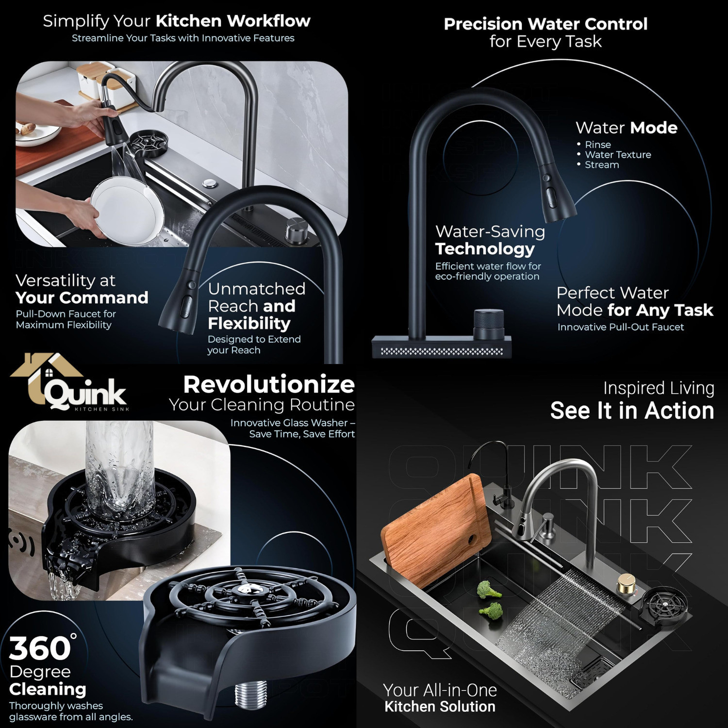 Image of QUINK MODULAR KITCHEN SINK WORKSTATION [DISH WASHER] KITCHEN SINK TAP [SINK TAPS] Vessel Sink