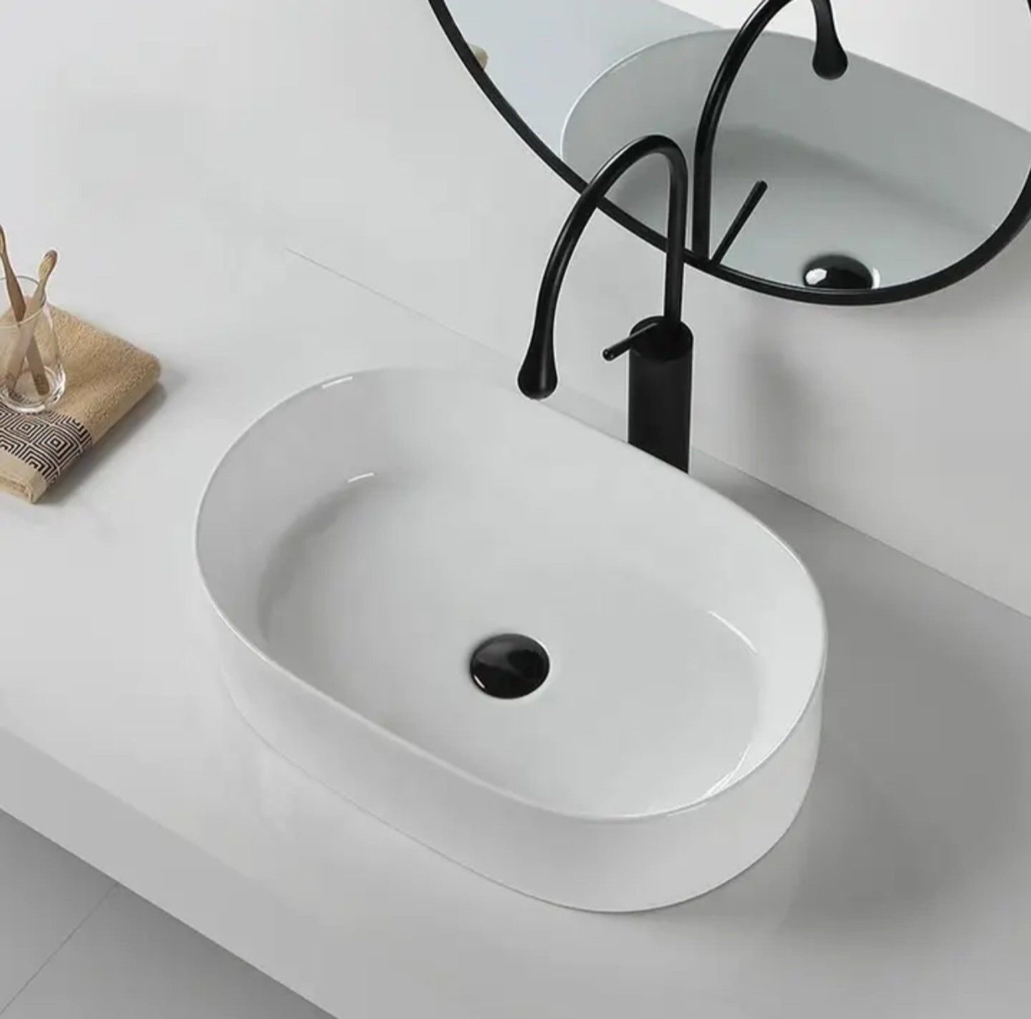 Image of clayplus PREMIUM GRADE CERAMIC TABLE TOP WASH BASIN ( 12.5 * 20 ) Counter Top