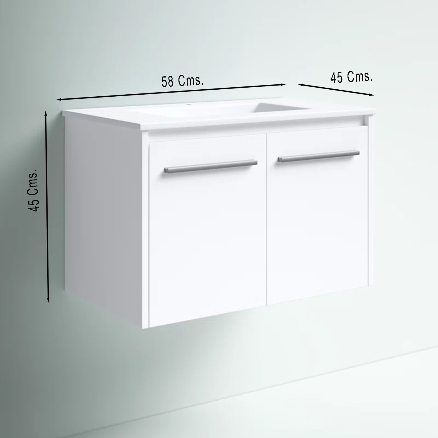 Image of MONTAGE Washbasin Vanity with Ceramic Wash Basin Sink | Wall Hanging | Water Resistance | Modern Bathroom Cabinet (DMS00159) Under Counter Basin