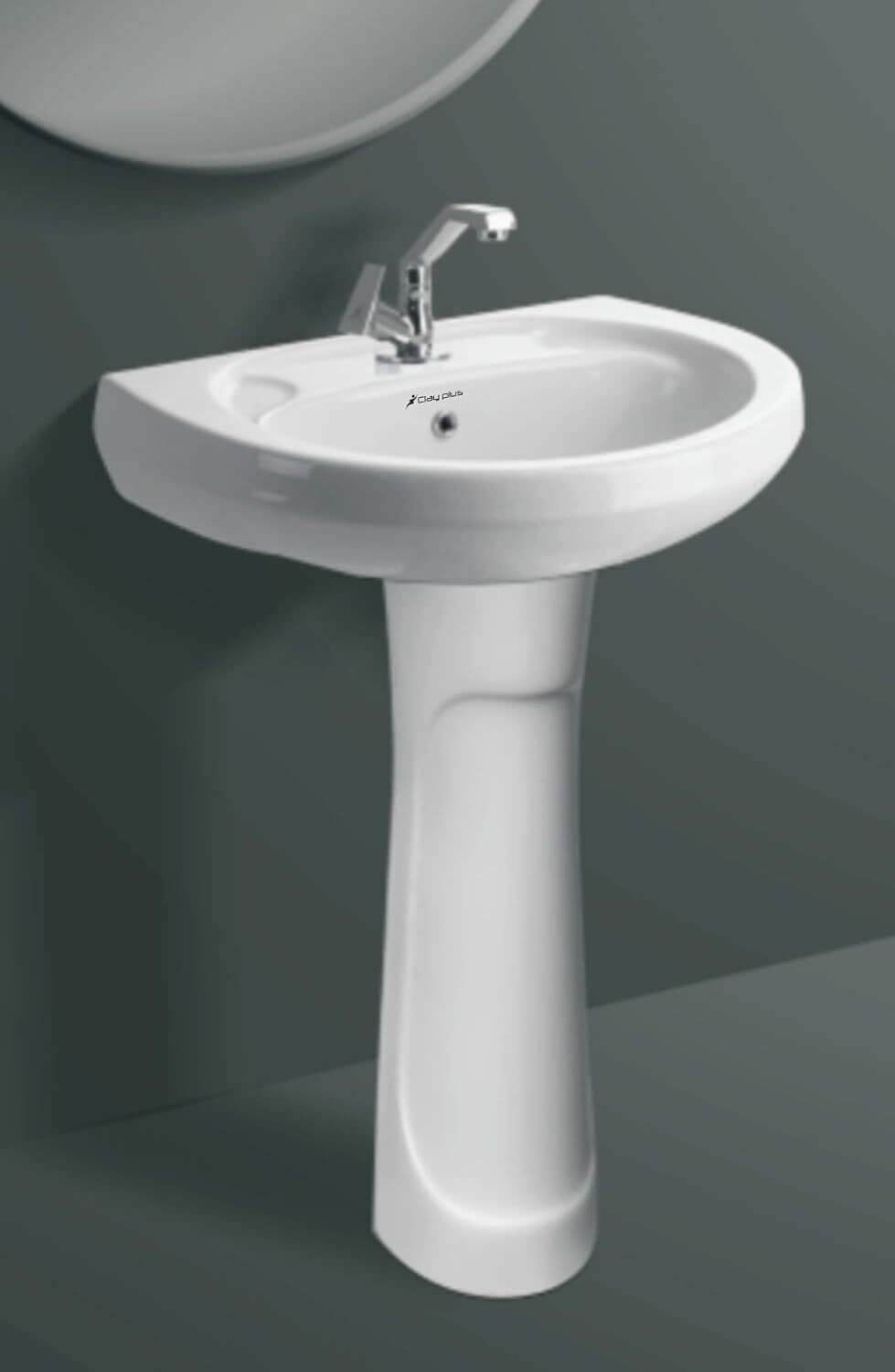 Image of LUXEHOME Pedestal Premium Ceramic Single Bowl Wash Basin for Bathroom Pedestal Basin