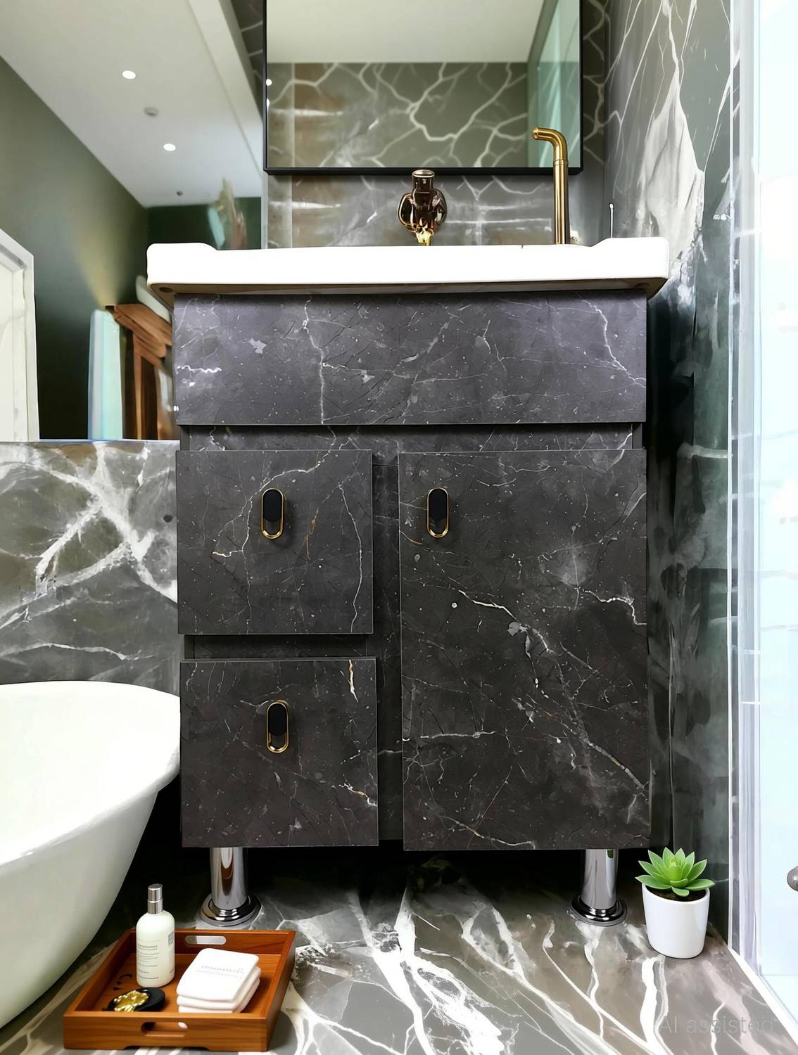 BOBBYEXPORT Simple Design freestanding Wash Basin Vanity Cabinet HDHMR Cabinet BEPNG4 Table Top Basin
