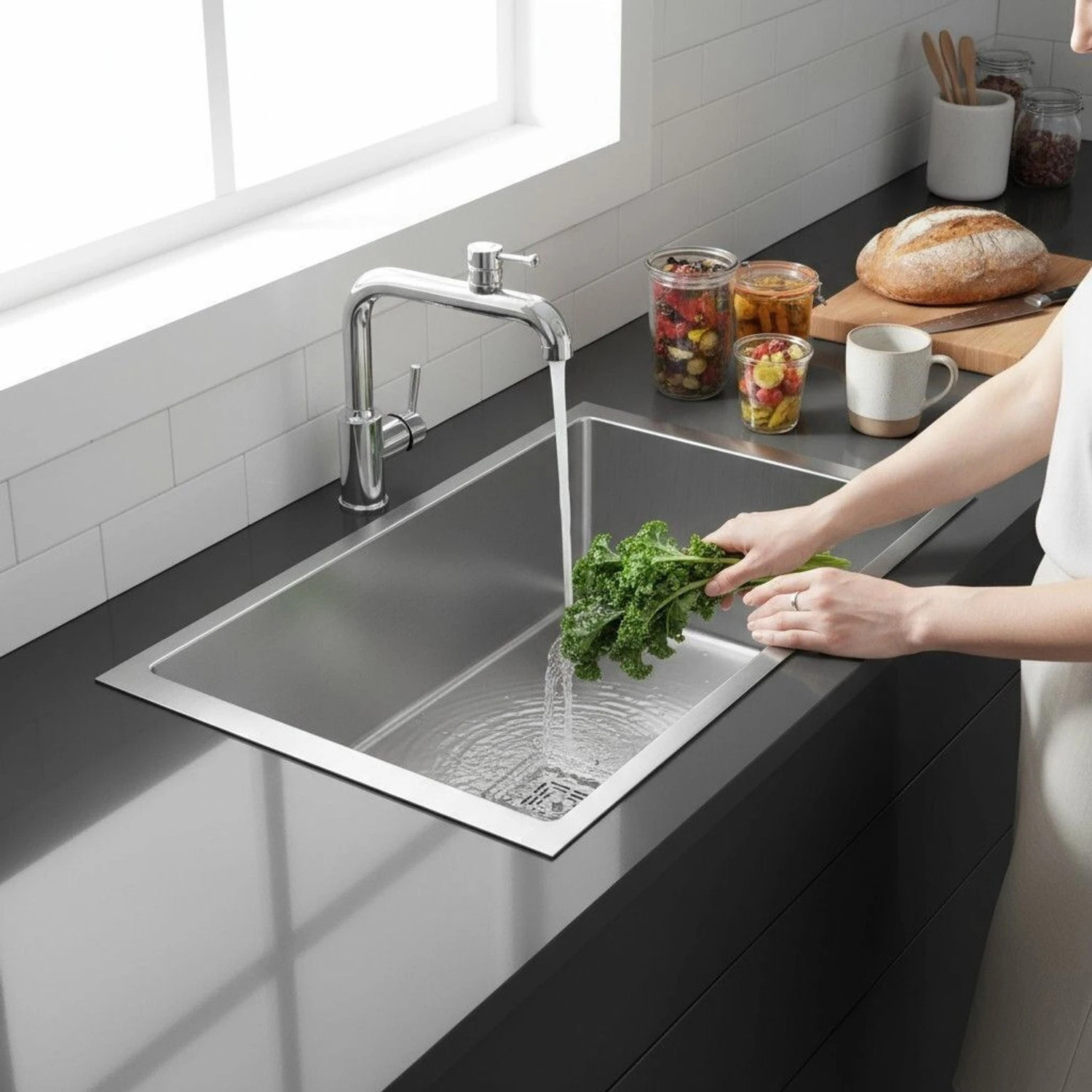 Image of chirag 32x18x10 Kitchen Sink 32 Inches Handmade Single Bowl SS304 Stainless Steel Sink CKS3218 | HANDAMDE KITCHEN SINK | PREMIUM QUALITY| MATT | Vessel Sink