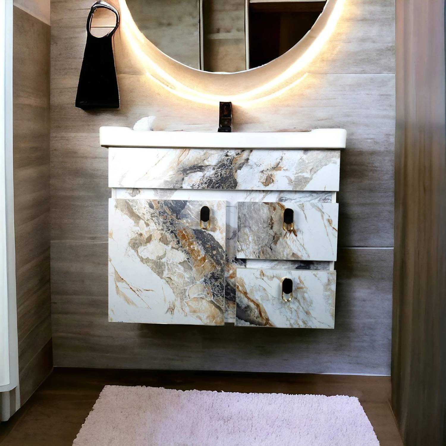 BOBBYEXPORT Wall Hang 24" Wash Basin Vanity Cabinet For Bathroom BEWH2 Wall Hung Basin