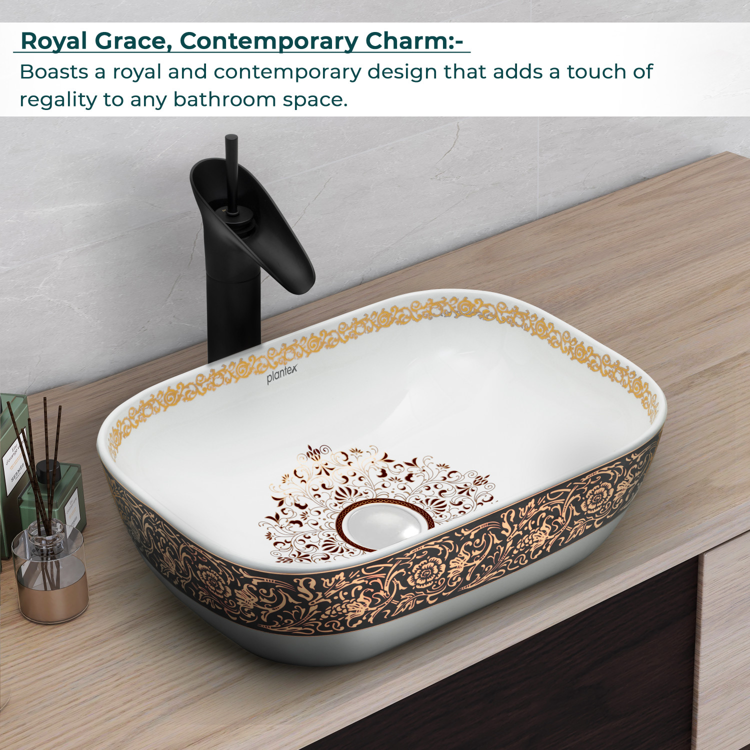 Image of Plantex Ceramic Wash basin /Multi Color basin /Basin for Bathroom /Countertop basin (EQTT-520) Counter Top