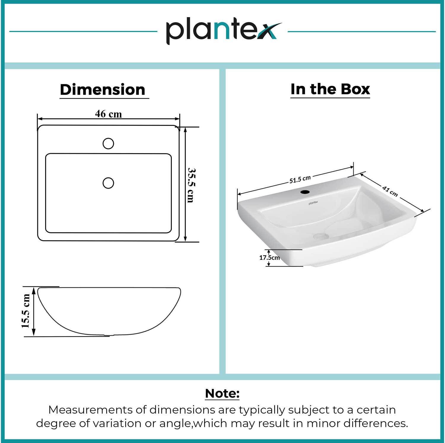 Image of Plantex Ceramic Washbasin for Bathroom /Rectangle Wall Hung Wash Basin for Home Wall Hung Basin
