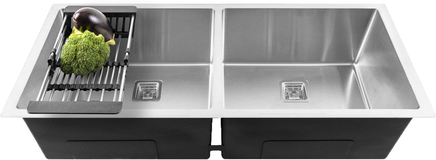 Image of Fossa Classic 45 inchx20 inchx10 inch Inch 5 Years Warranty Double Bowl Kitchen Sink Matte Finish FS-15 Vessel Sink