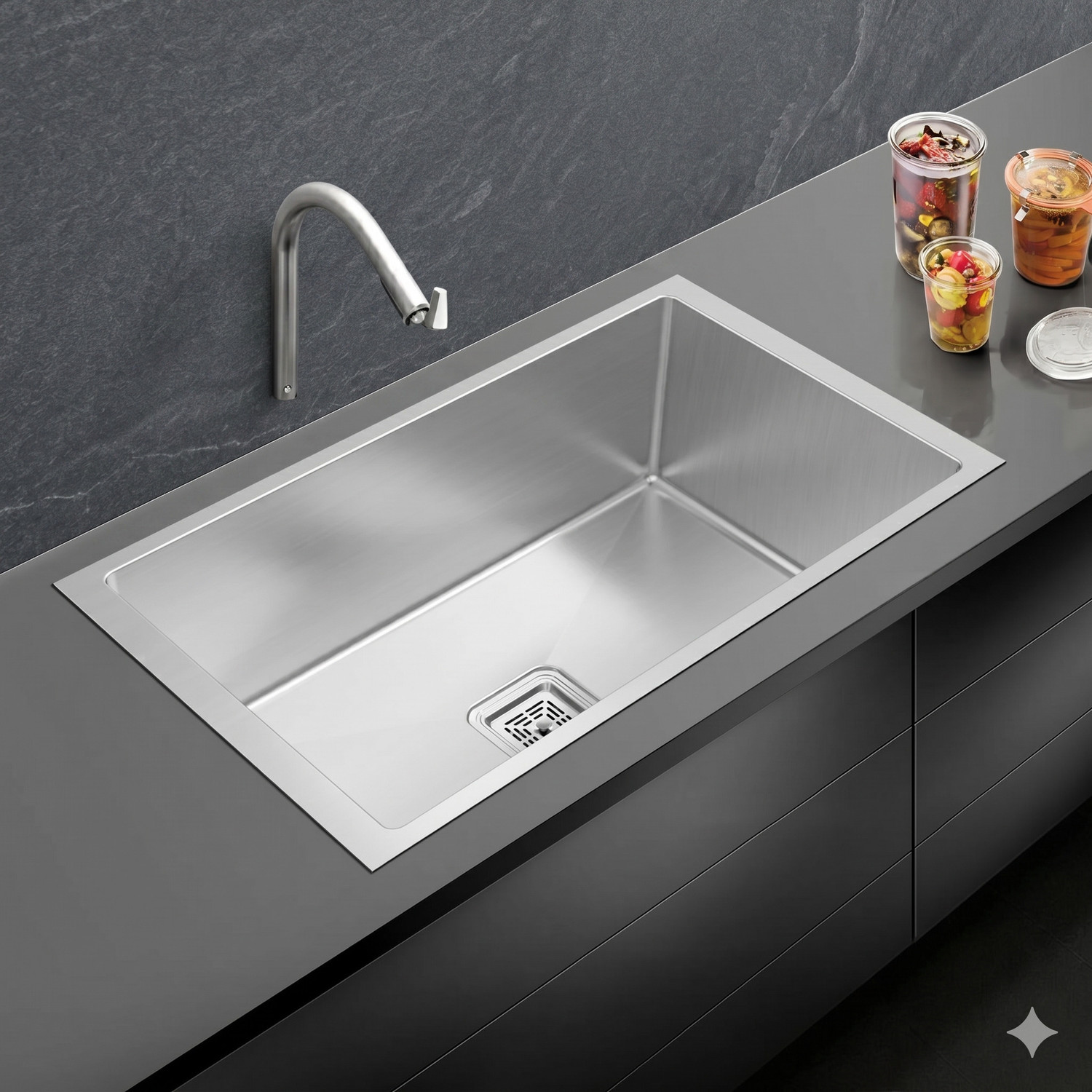 Image of chirag 32x18x10 Kitchen Sink 32 Inches Handmade Single Bowl SS304 Stainless Steel Sink CKS3218 | HANDAMDE KITCHEN SINK | PREMIUM QUALITY| MATT | Vessel Sink