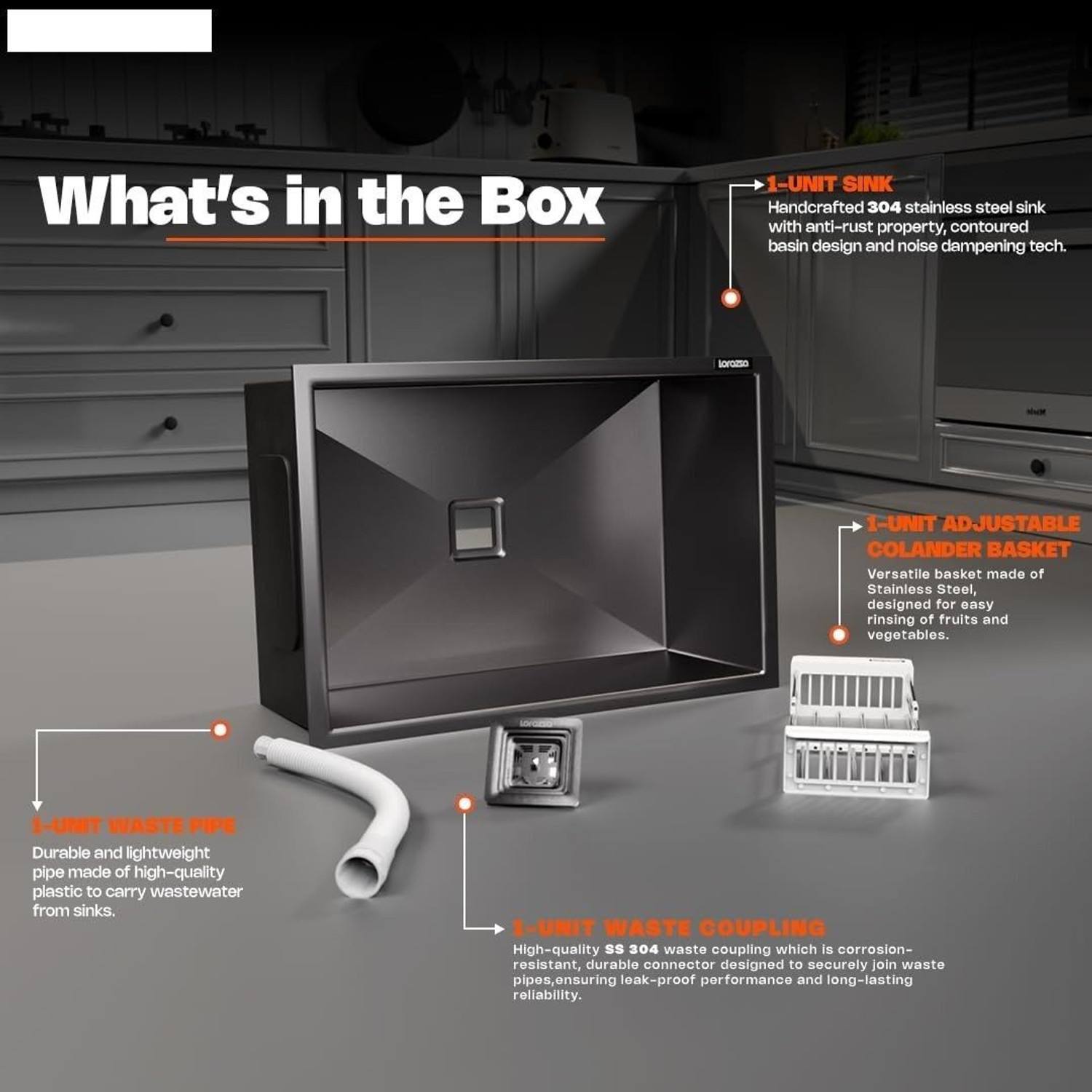 Image of Prestige 24x18x10 Inch Handmade Kitchen Sink, Soundproof Vessel Sink