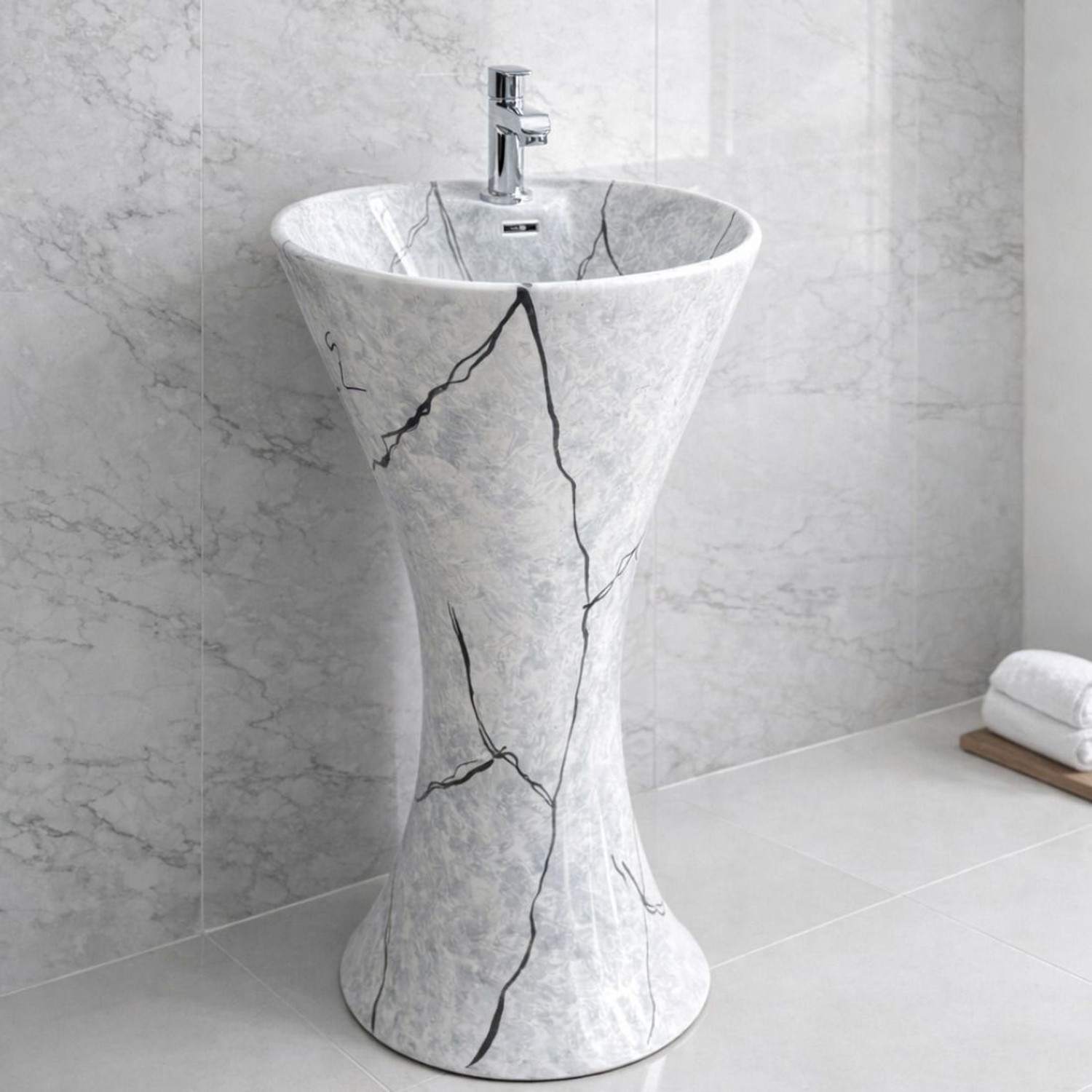 Image of CARA MARK |Wash Basin| Pedestal Wash Basin| Stain & Scratch Resistant|Easy To Clean| pedestal wash basin|ceramic wash basin with pedestal|damru washbasin|basin| Pedestal Basin