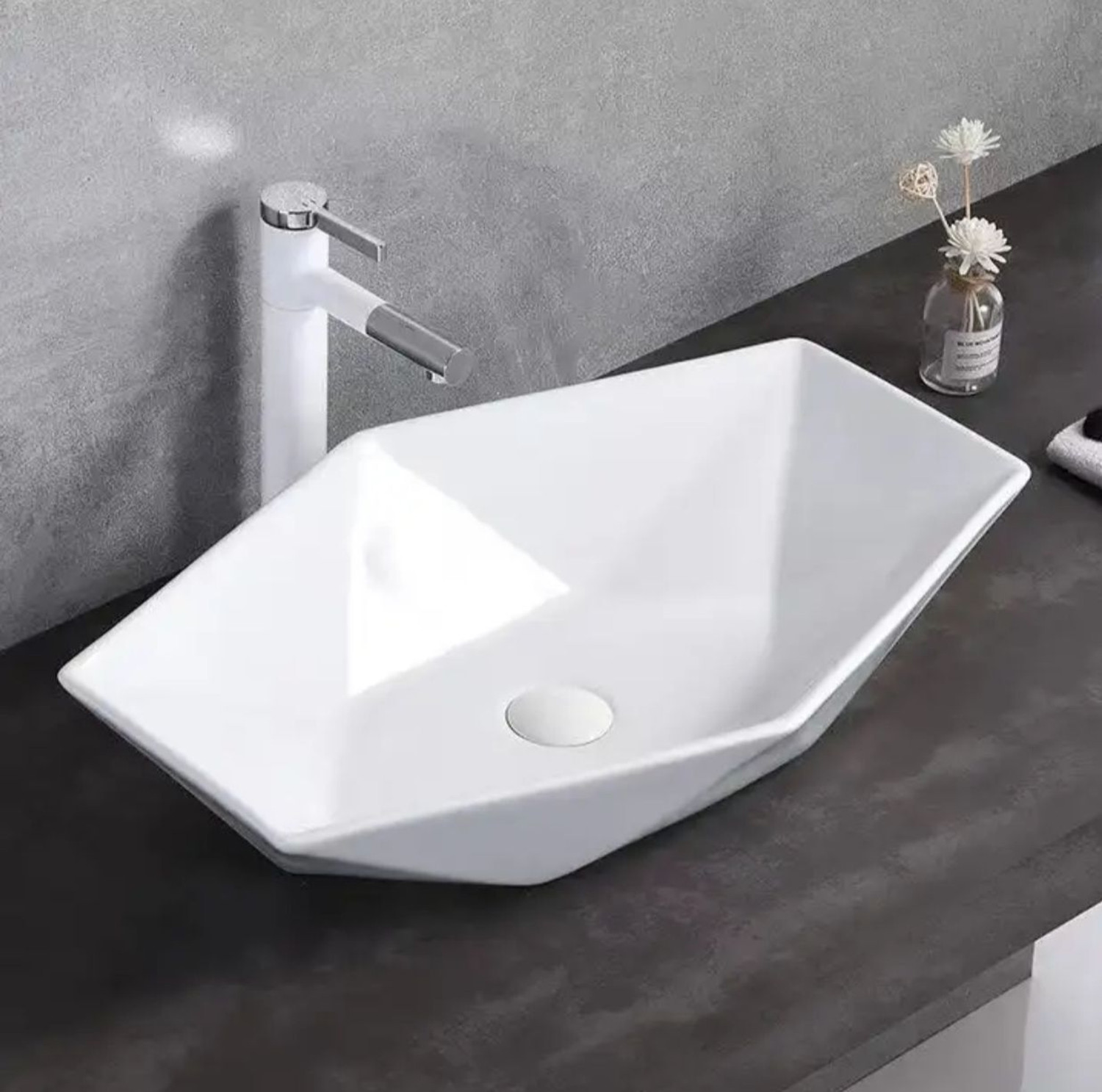 Image of clayplus Ceramic Wash Basin PREMIUM GRADE CERAMIC TABLE TOP WASH BASIN ( 23 * 14 ) Table Top Basin