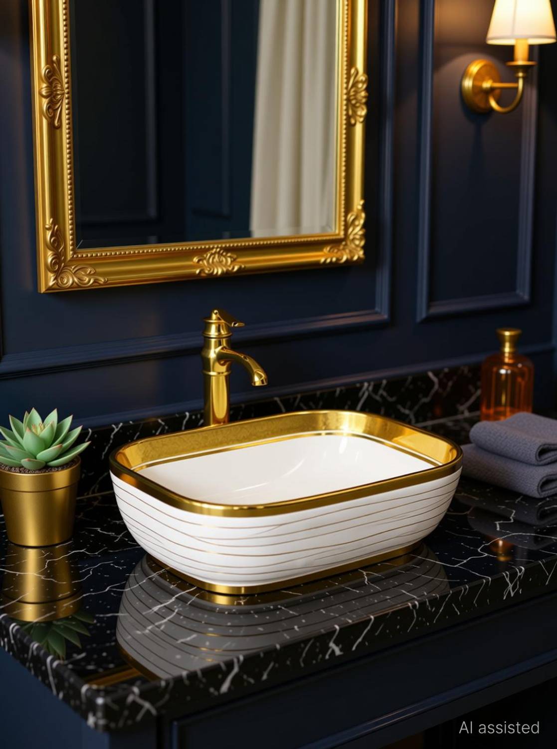 CARENS Ceramic Wash Basin 18x13x10 Inch Table Top Bathroom Basin JLS-0411B Table Top Basin