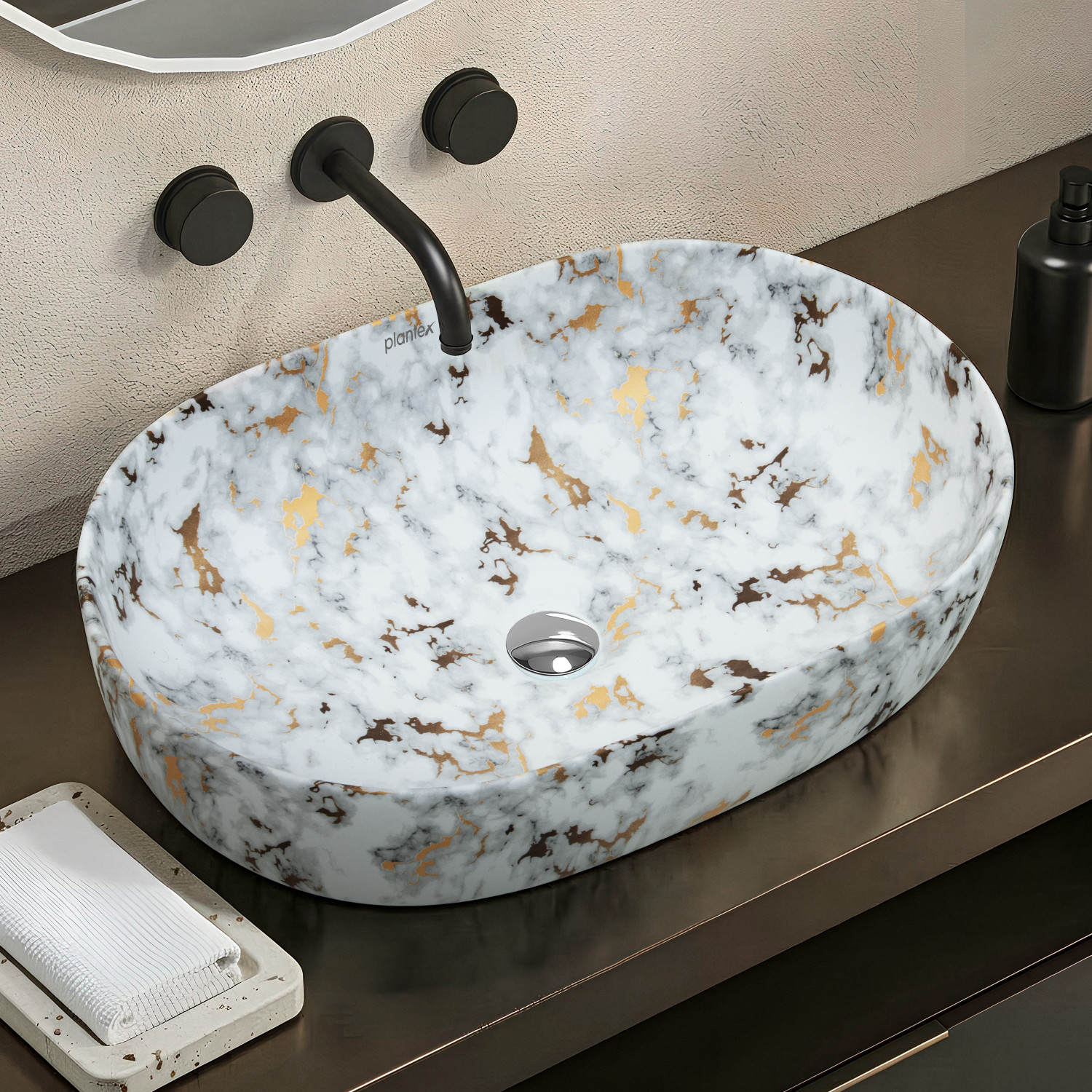 Image of Plantex Wash Basin for Bathroom /Tabletop Washbasin Ceramic Washbasin for Bathroom /Bathroom Basin /Tabletop Wash Basin for Home /Hotel Counter Top