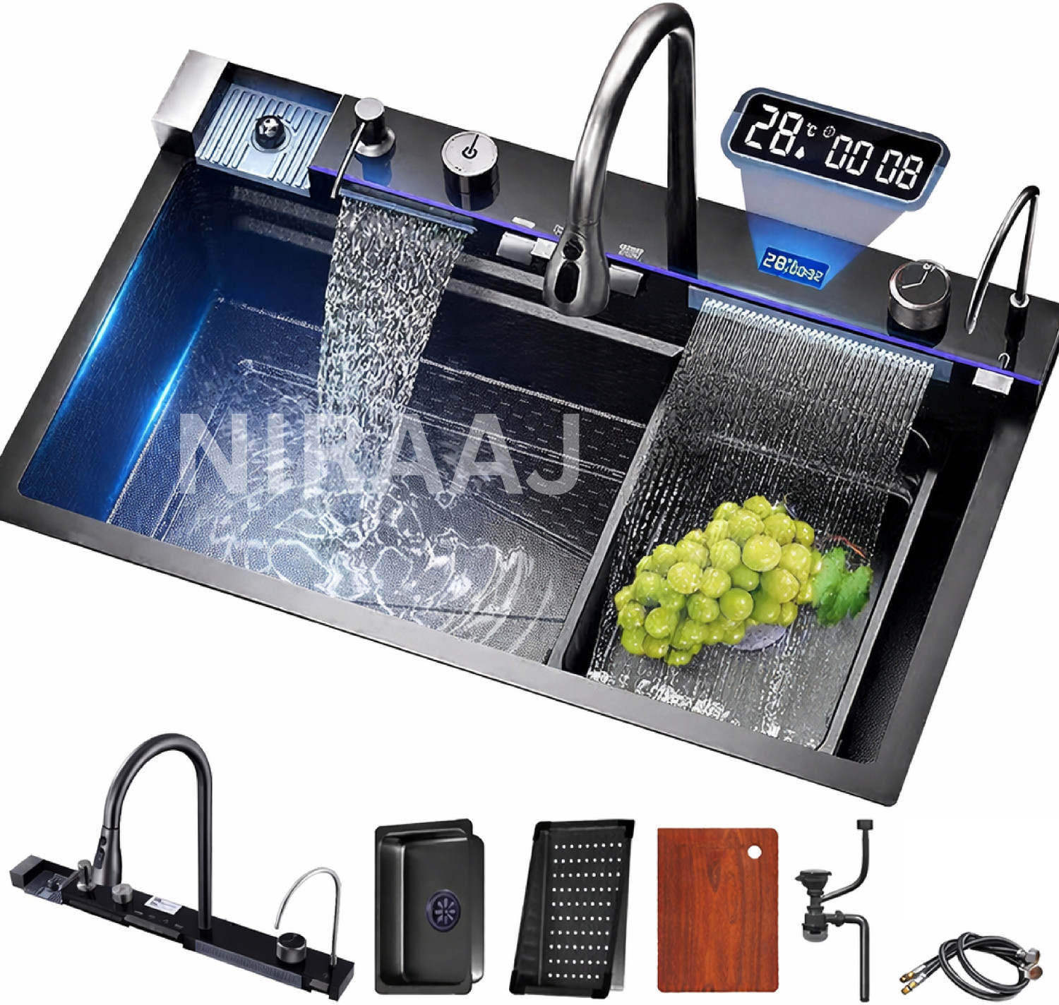 Image of NIRAAJ Smart kitchen sink 30x18x9 Piano-N Vessel Sink
